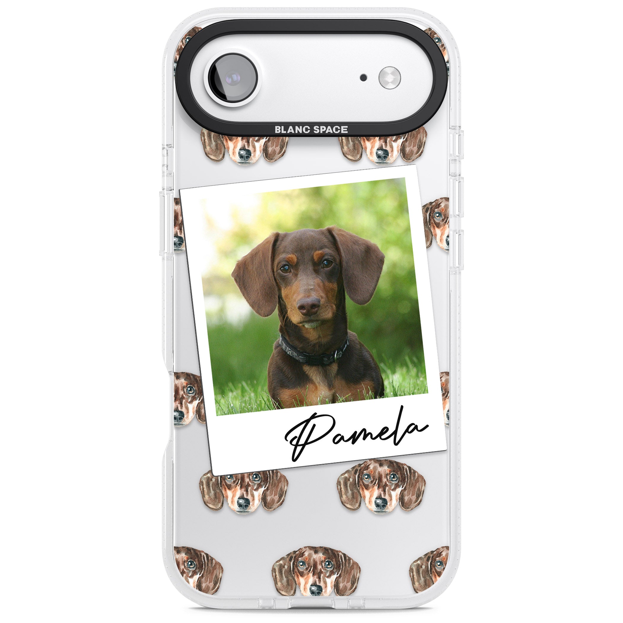 Personalised Brown Dachshund Instant Camera Photo iPhone 17 Air Impact Air Clear Phone Case