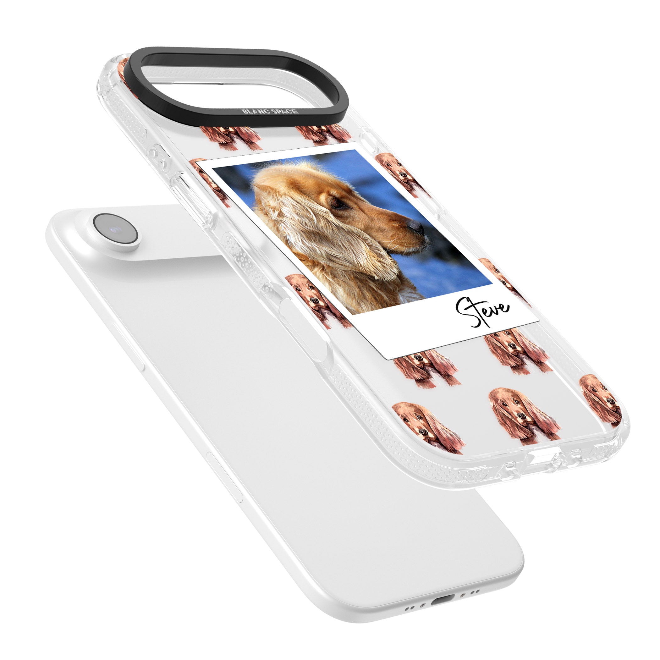 Personalised Cocker Spaniel Instant Camera Photo iPhone 17 Air Impact Air Clear Phone Case Colours