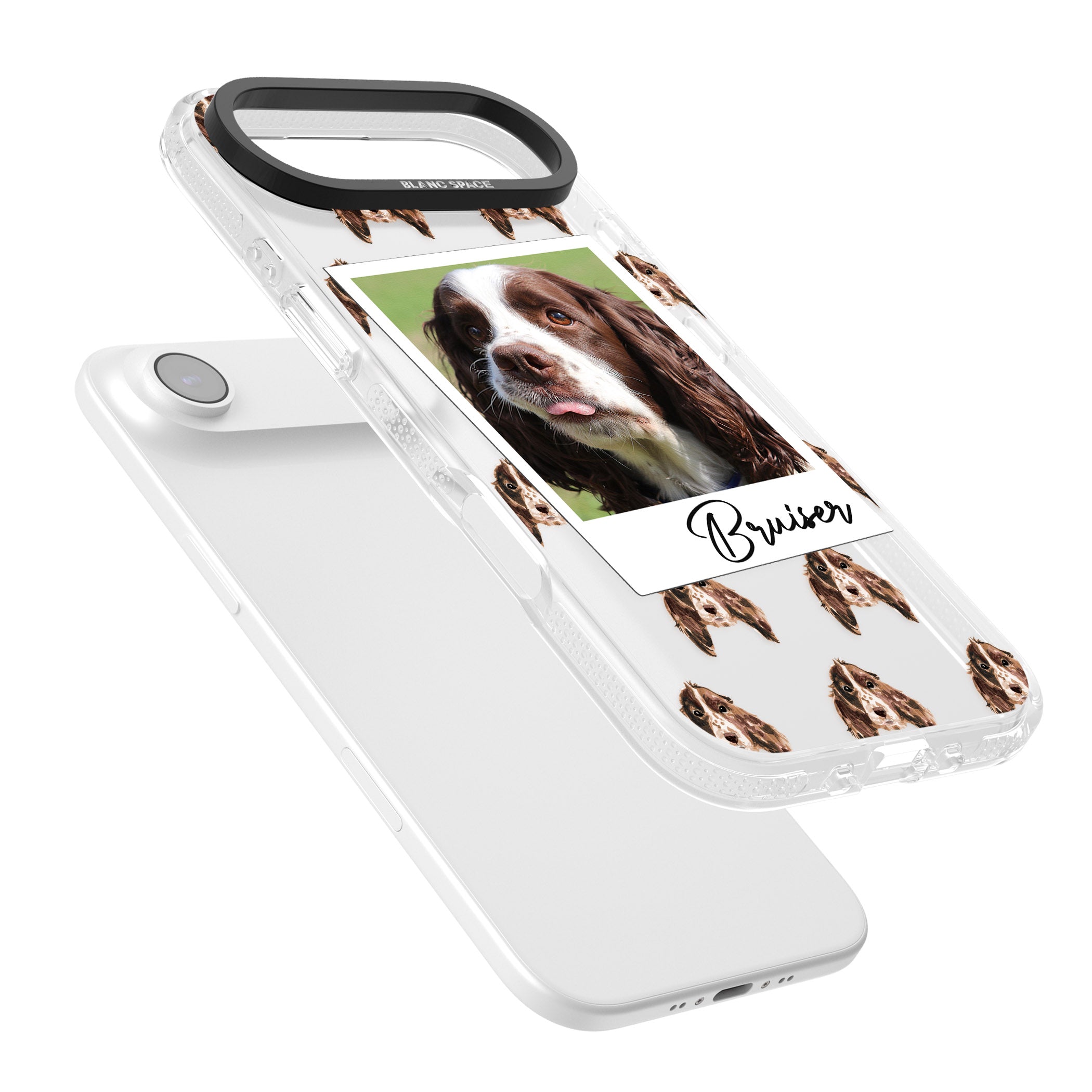 Personalised Springer Spaniel Instant Camera Photo iPhone 17 Air Impact Air Clear Phone Case Colours