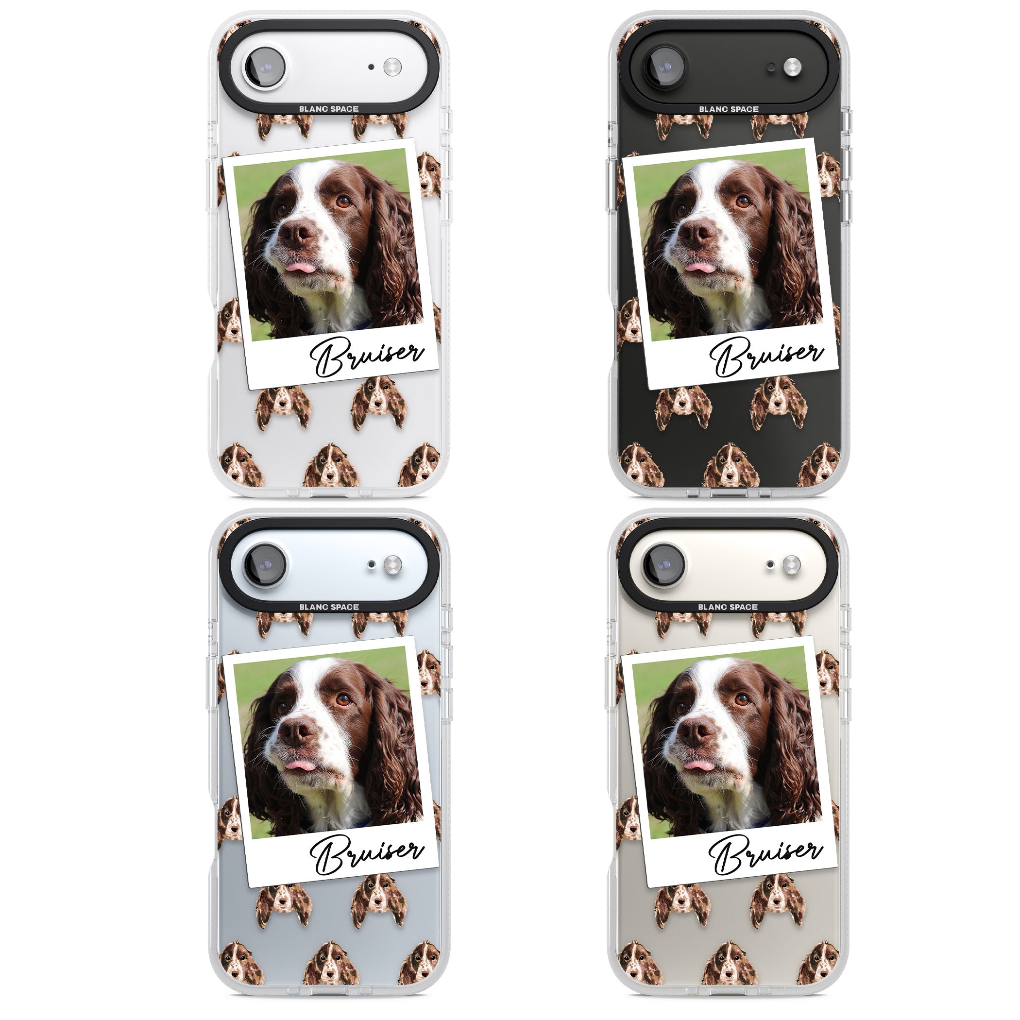 Personalised Springer Spaniel Instant Camera Photo iPhone 17 Air Impact Air Clear Phone Case APT Impact Protection