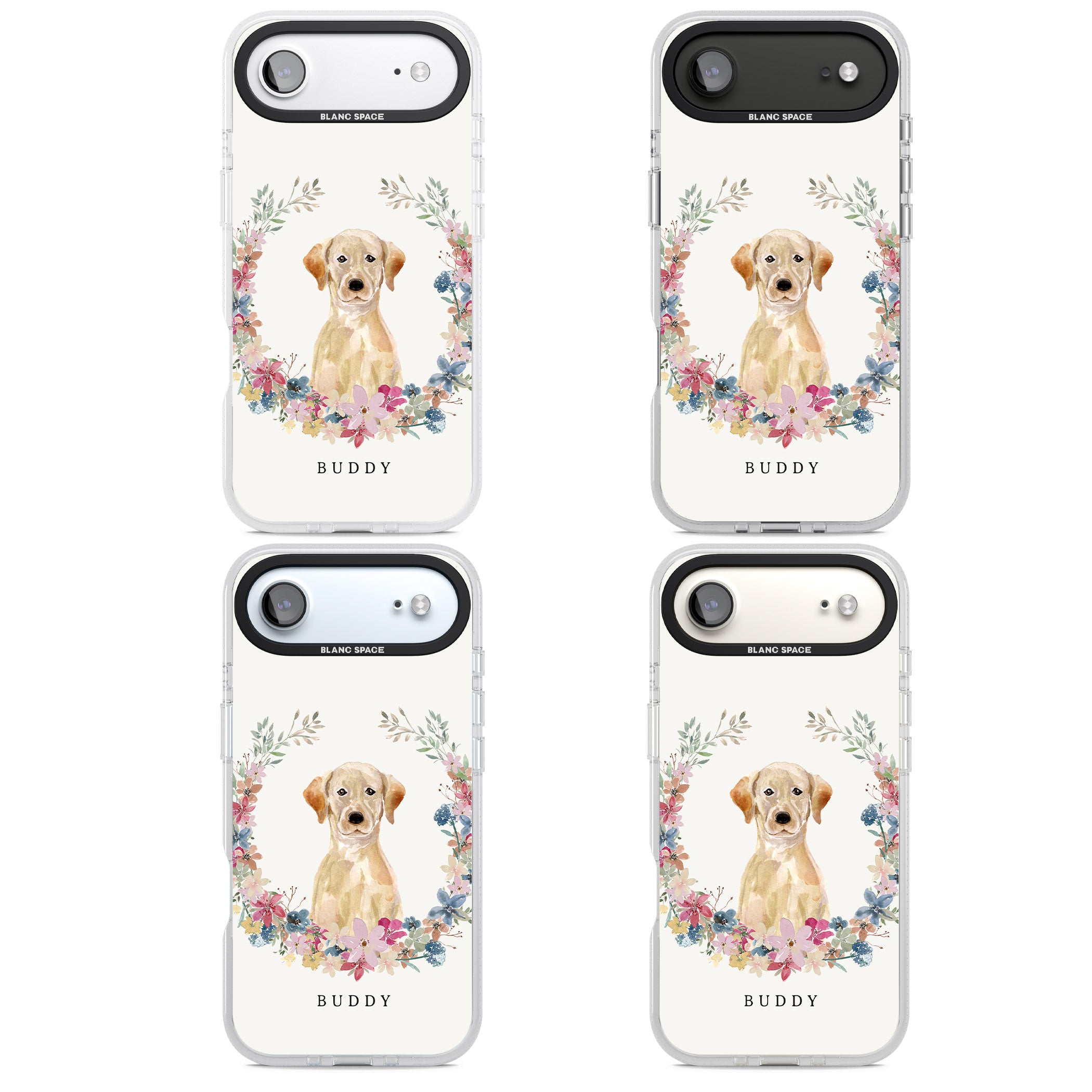 Personalised Yellow Labrador Retriever Floral Portrait iPhone 17 Air Impact Air Clear Phone Case APT Impact Protection