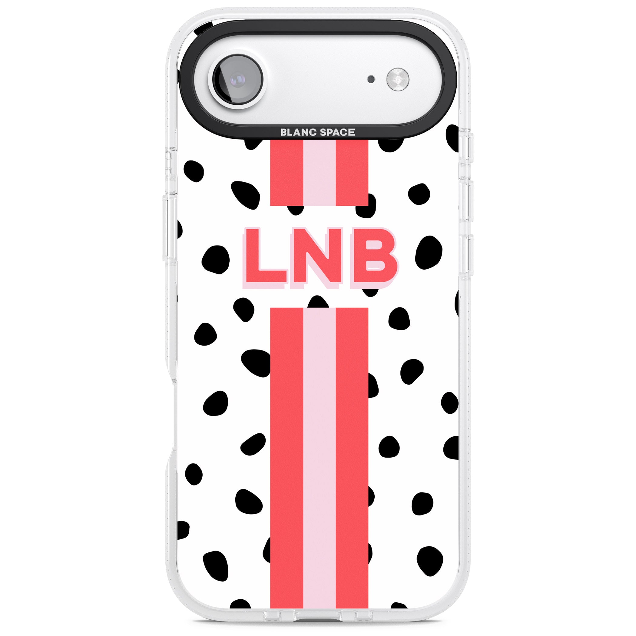 Personalised Polka & Pink Stripe iPhone 17 Air Impact Air Clear Phone Case
