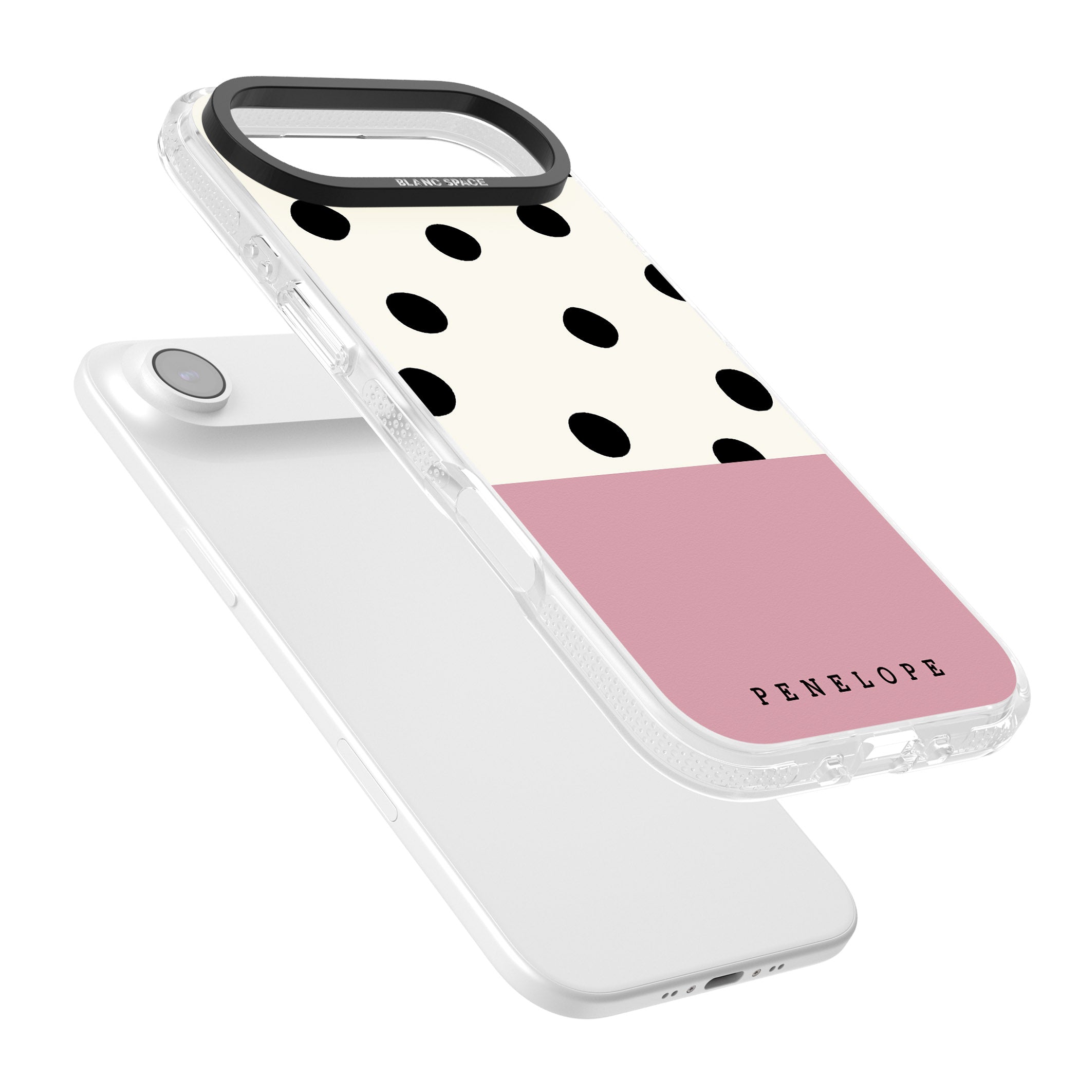 Personalised Pink Border Polka Dot iPhone 17 Air Impact Air Clear Phone Case Colours