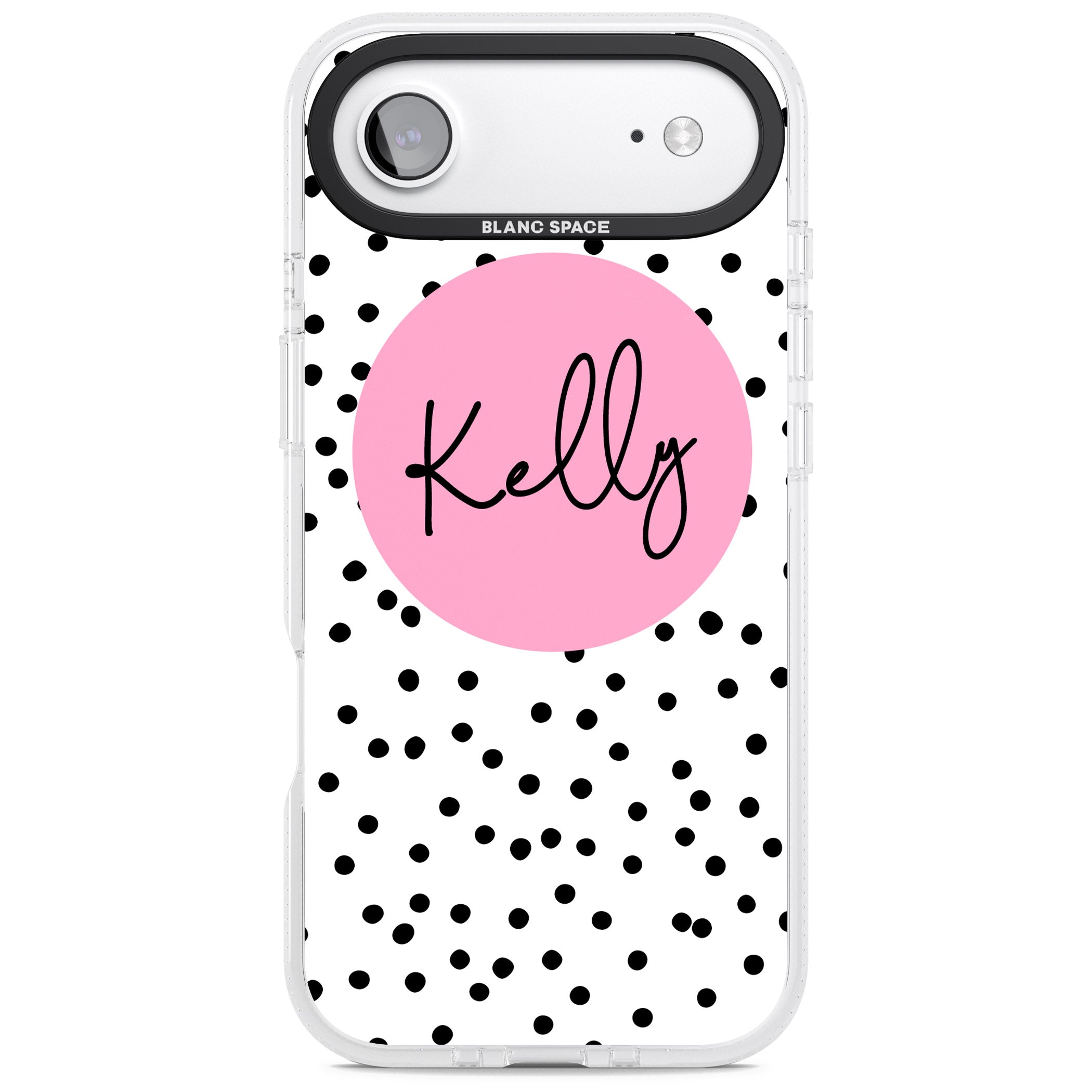 Personalised Pink Circle & Dots iPhone 17 Air Impact Air Clear Phone Case