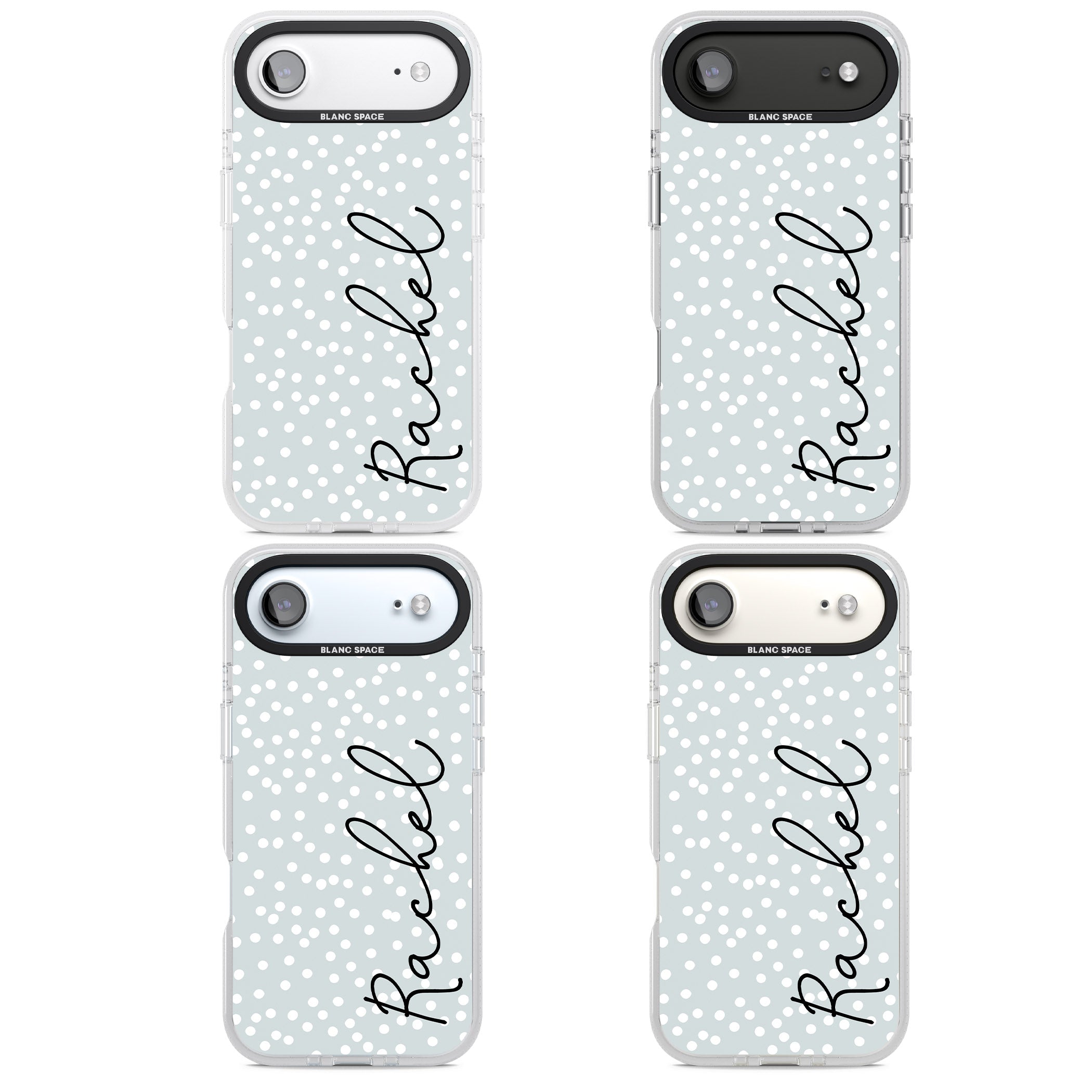 Personalised Vertical Cursive & Dots iPhone 17 Air Impact Air Clear Phone Case APT Impact Protection