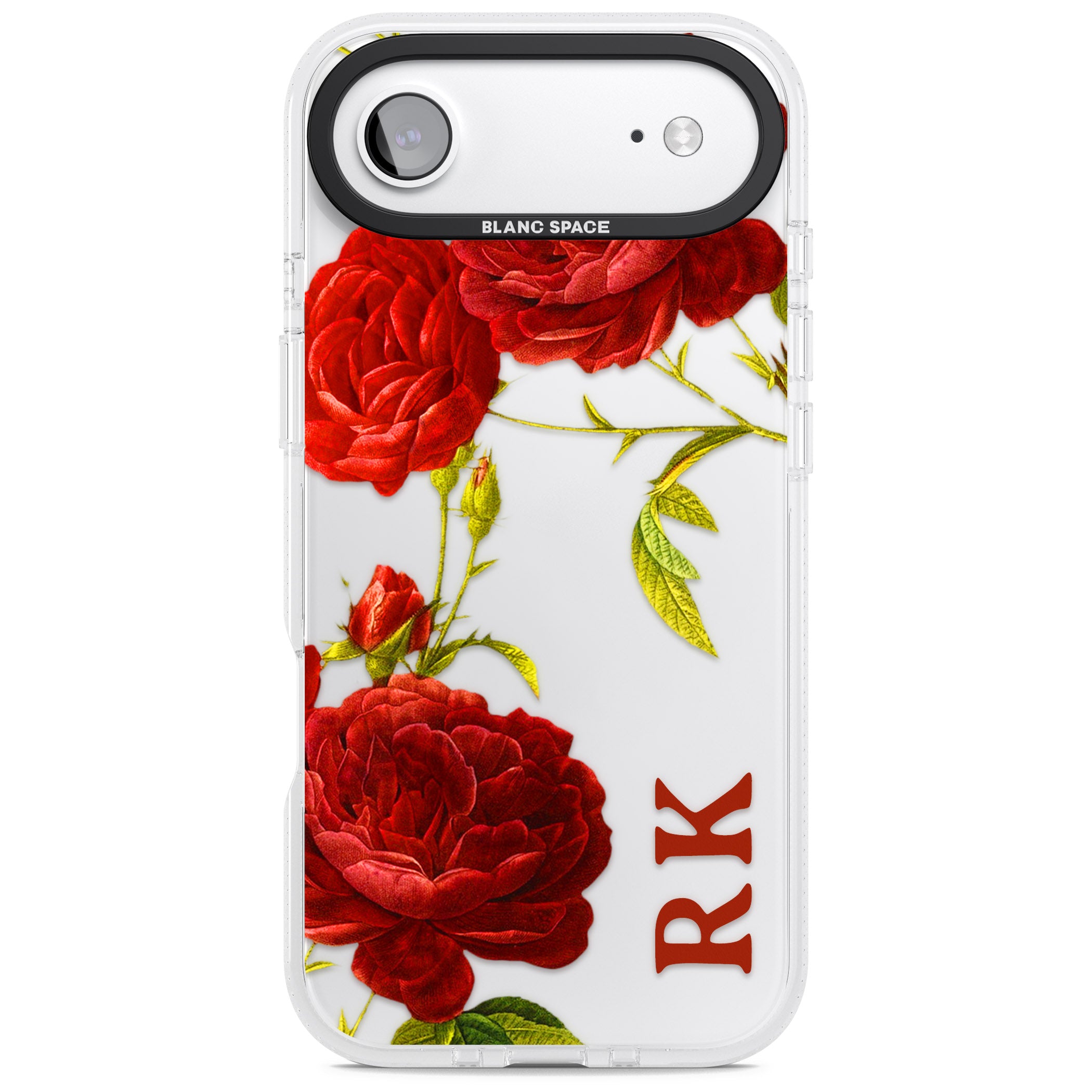 Personalised Vintage Floral Red Roses iPhone 17 Air Impact Air Clear Phone Case