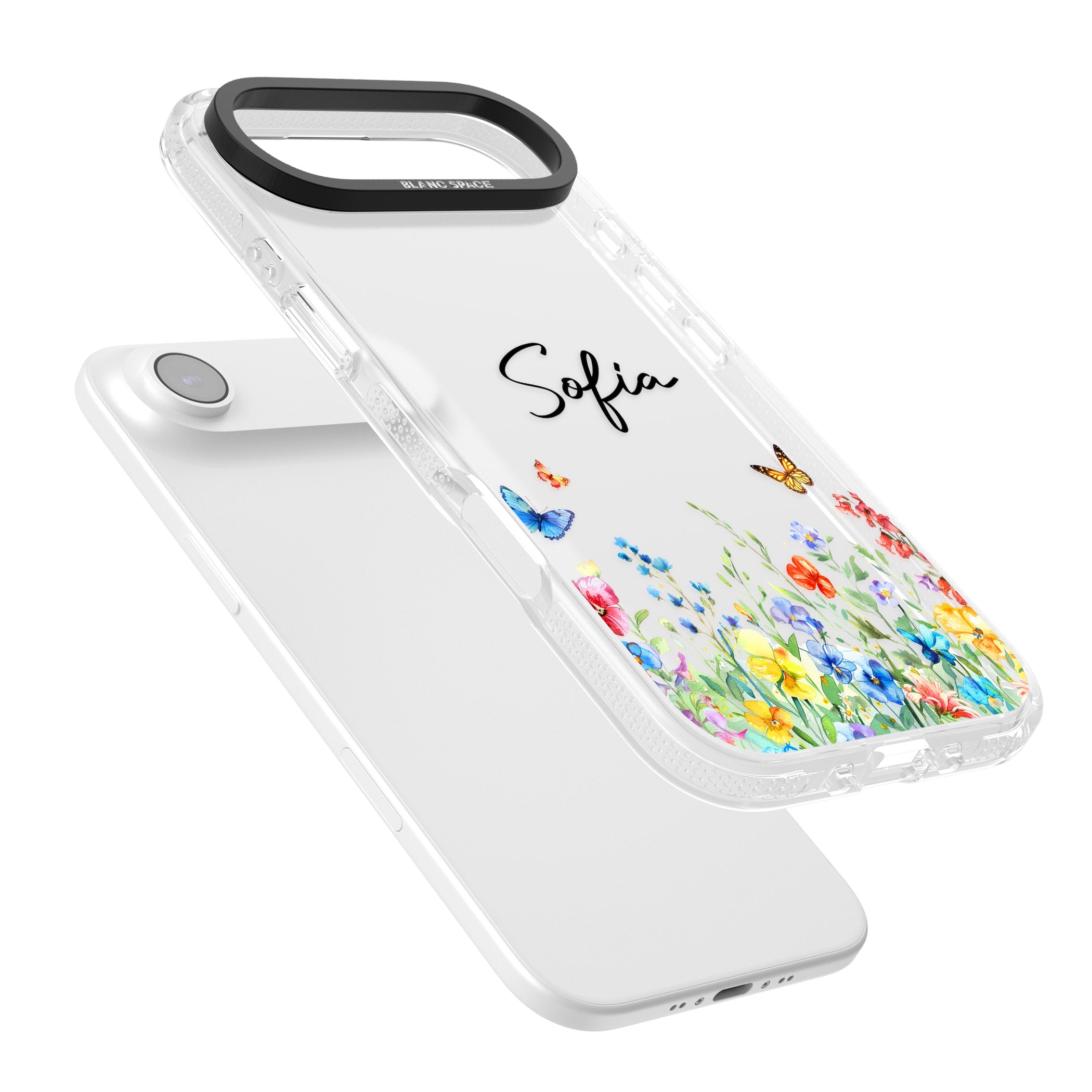 Personalised Buterflies Wildflowers iPhone 17 Air Impact Air Clear Phone Case Colours