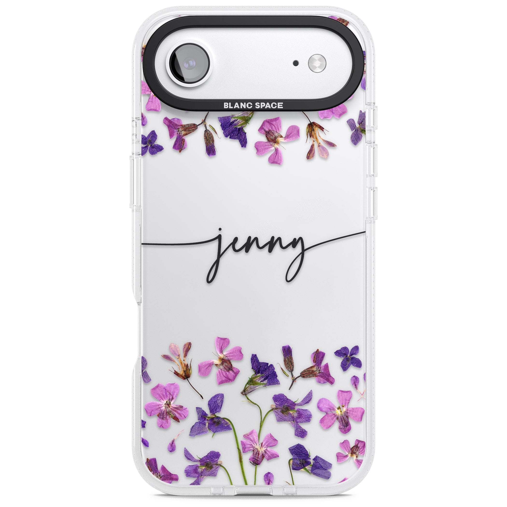 Personalised Purple Violets iPhone 17 Air Impact Air Clear Phone Case