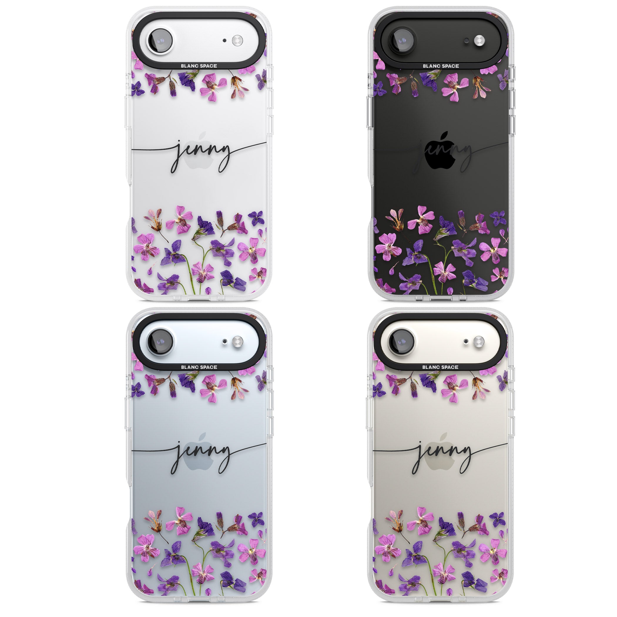 Personalised Purple Violets iPhone 17 Air Impact Air Clear Phone Case APT Impact Protection