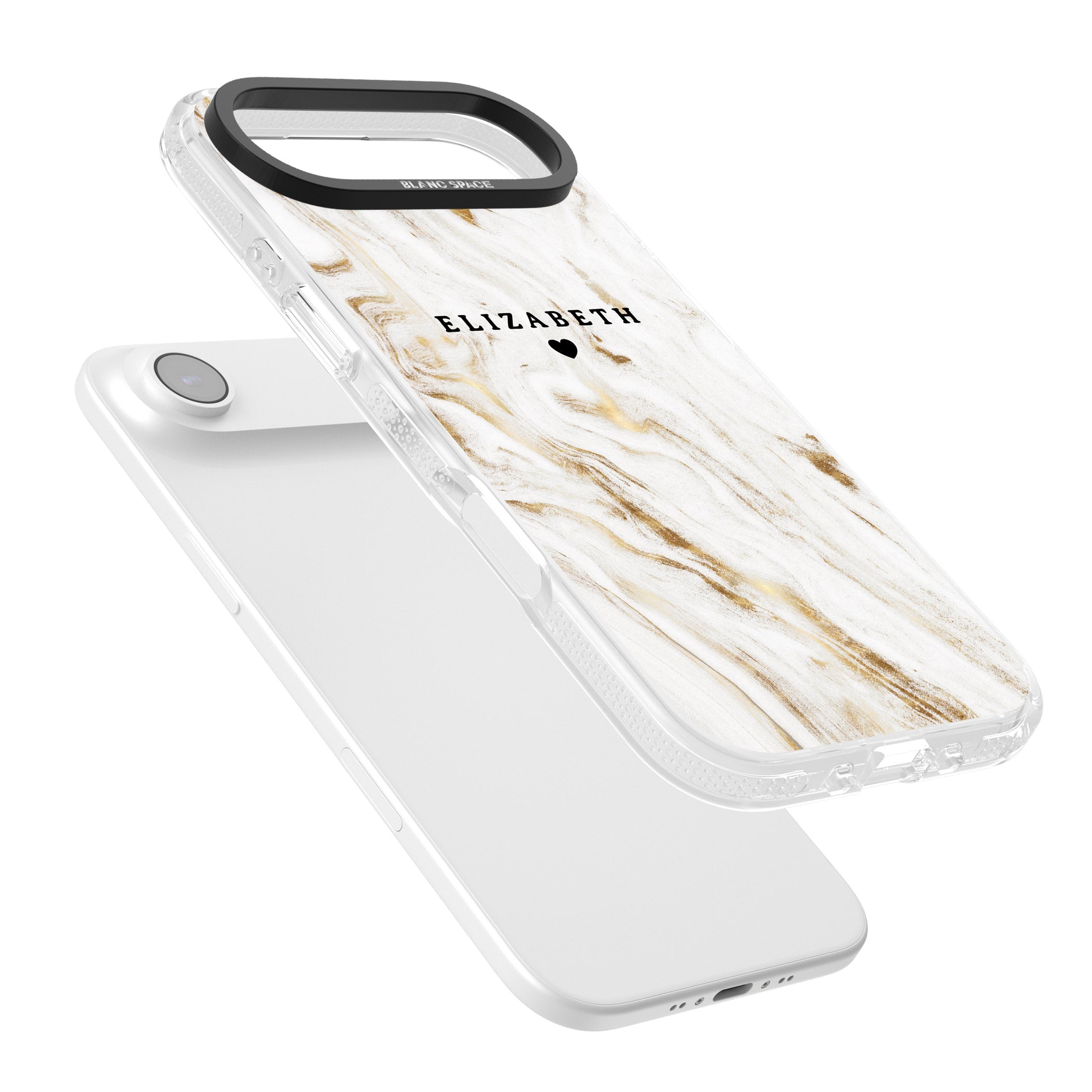 Personalised White & Gold Swirl Marble iPhone 17 Air Impact Air Clear Phone Case Colours