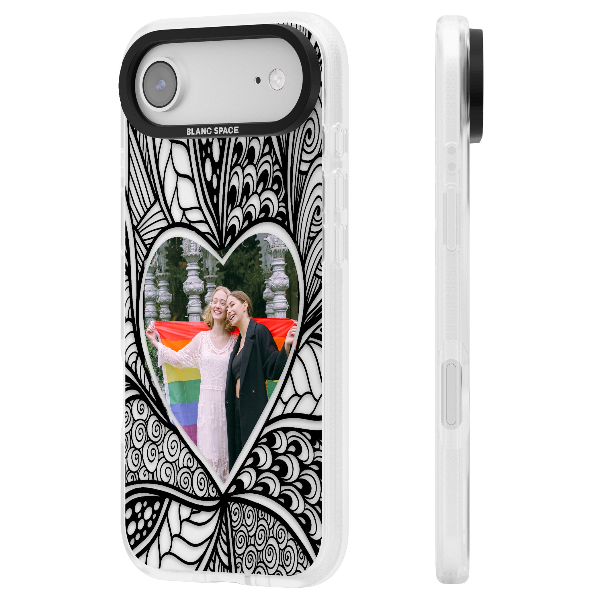 Personalised Henna Heart Photo Case iPhone 17 Air Impact Air Clear Phone Case Side Profile