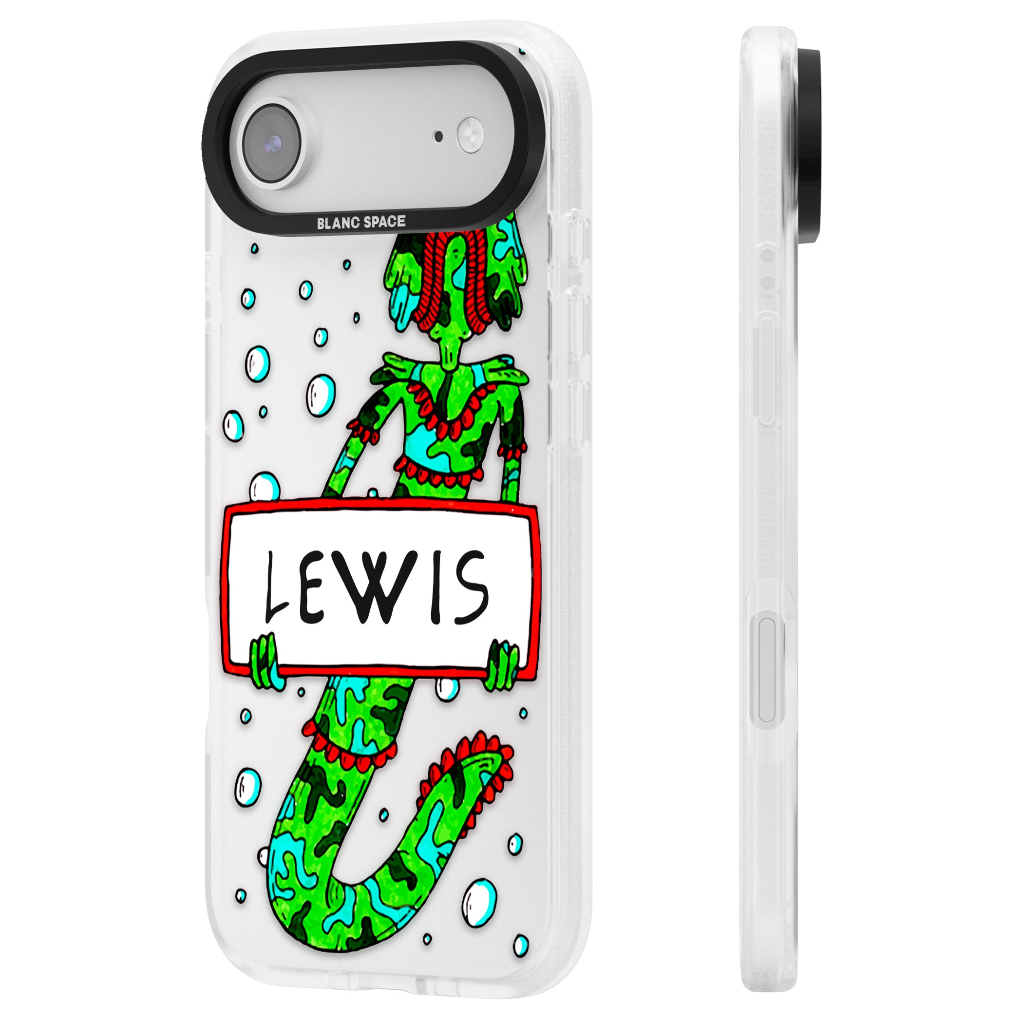 Personalised Fish Boy iPhone 17 Air Impact Air Clear Phone Case Side Profile