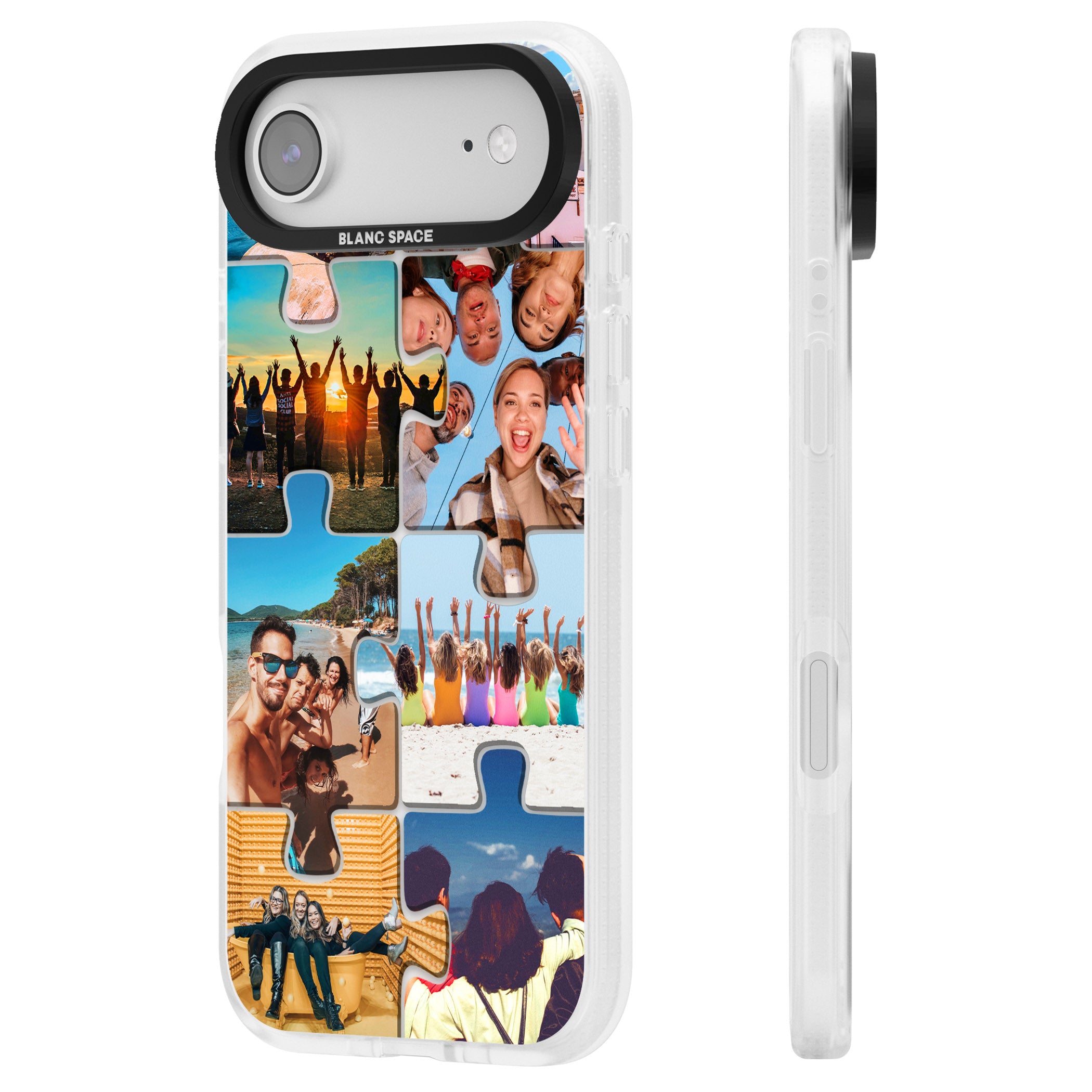 Personalised Jigsaw Photo Grid iPhone 17 Air Impact Air Clear Phone Case Side Profile