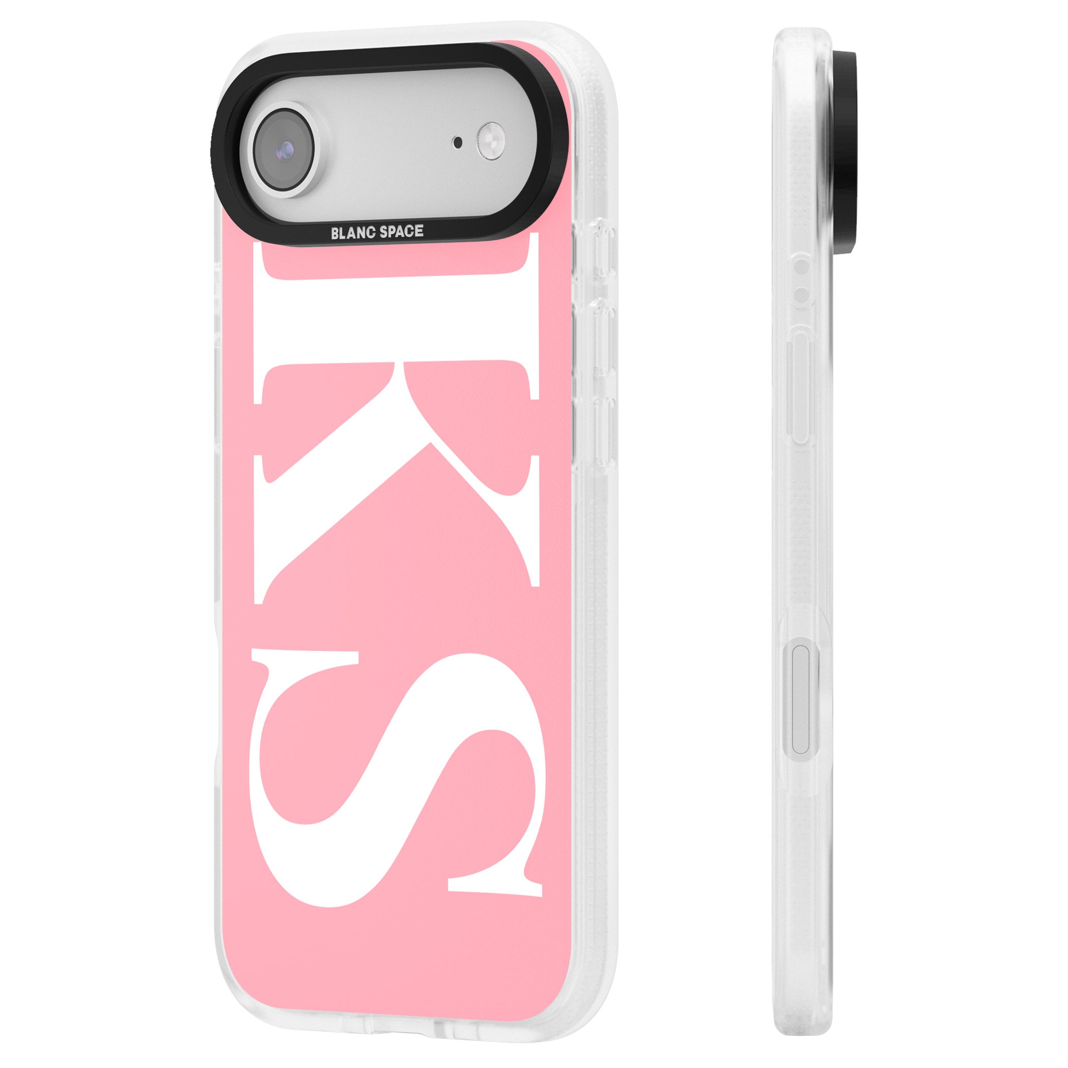 Personalised White & Pink Letters iPhone 17 Air Impact Air Clear Phone Case Side Profile
