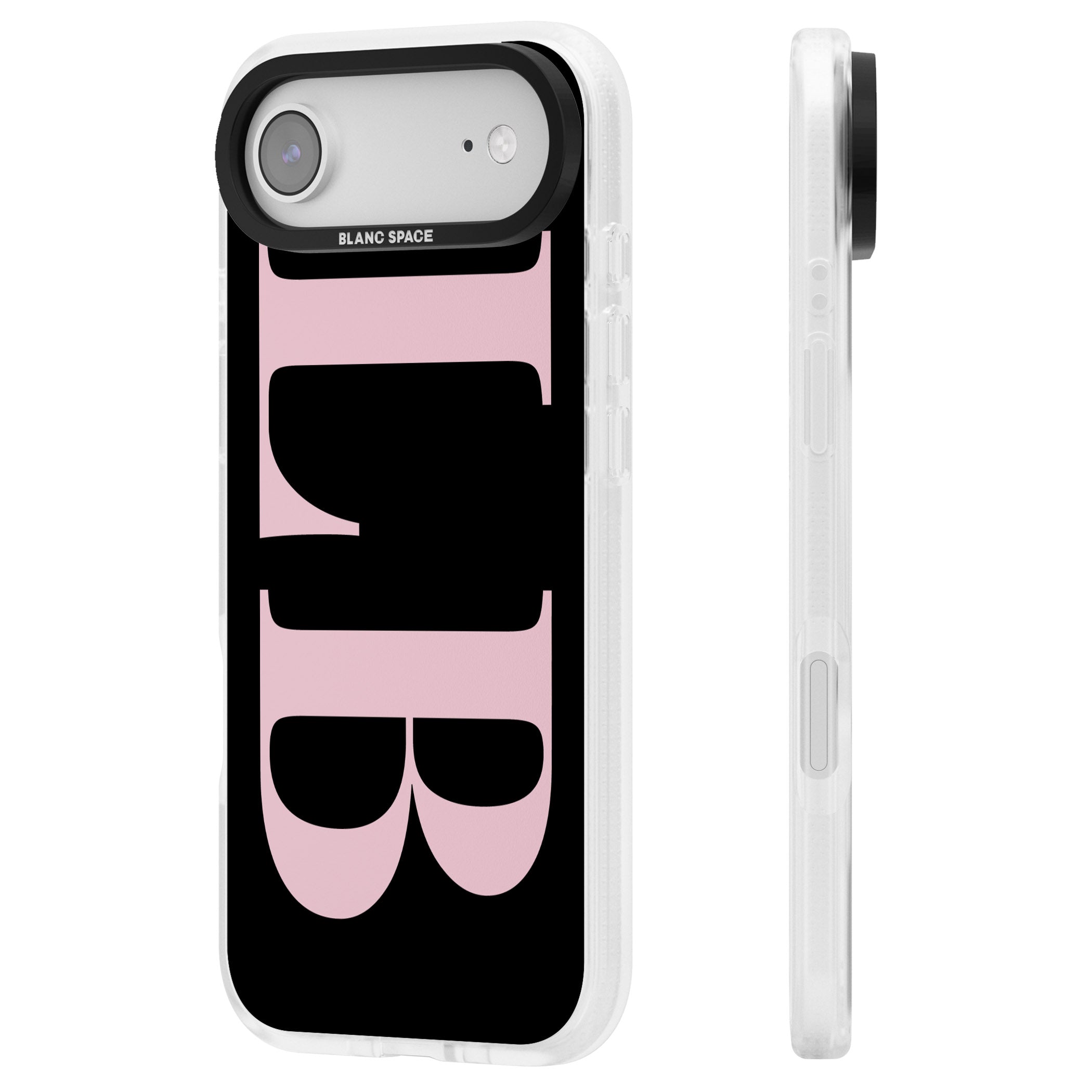 Personalised Pink & Black Green Letters iPhone 17 Air Impact Air Clear Phone Case Side Profile