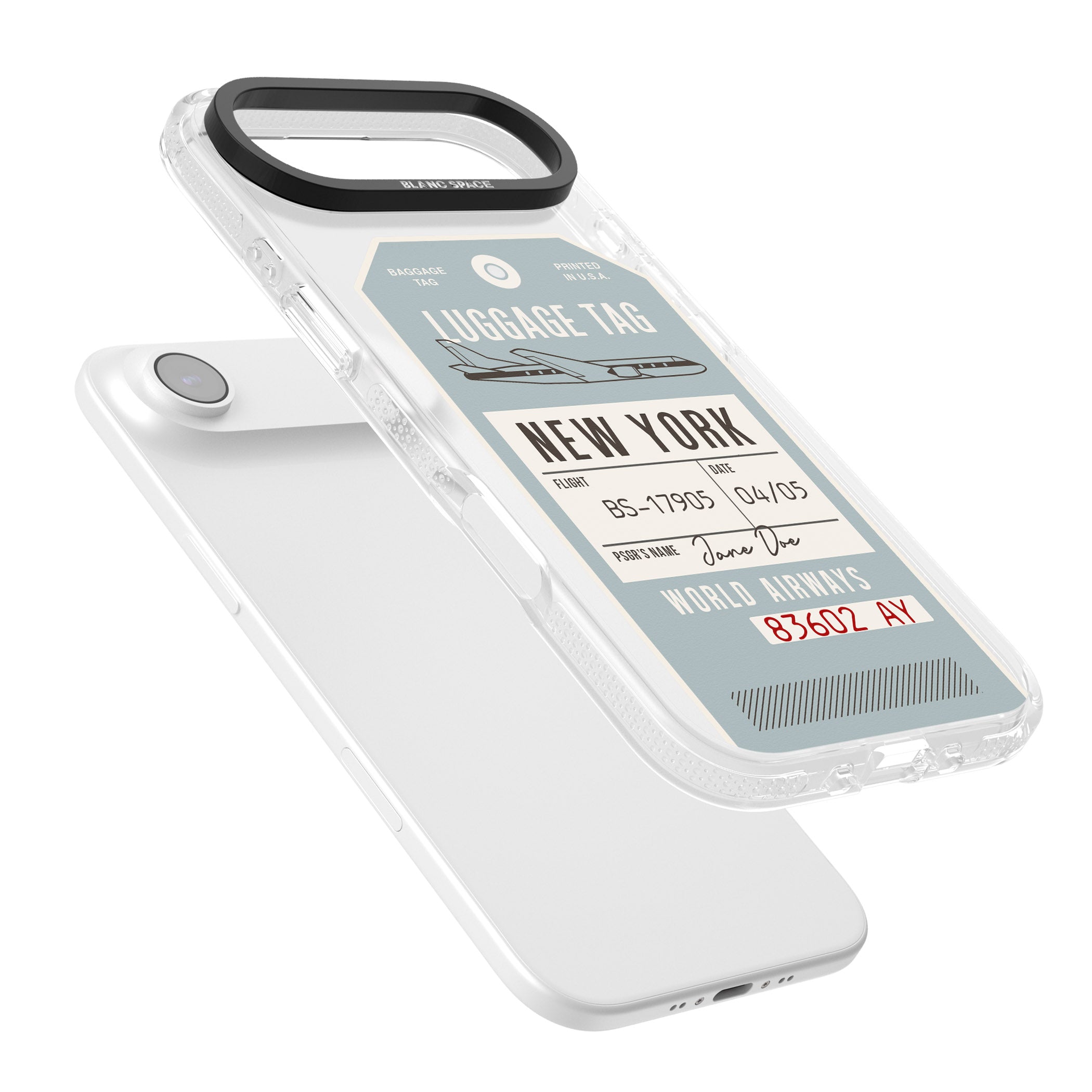 Personalised Vintage Usa Luggage Tag iPhone 17 Air Impact Air Clear Phone Case Colours