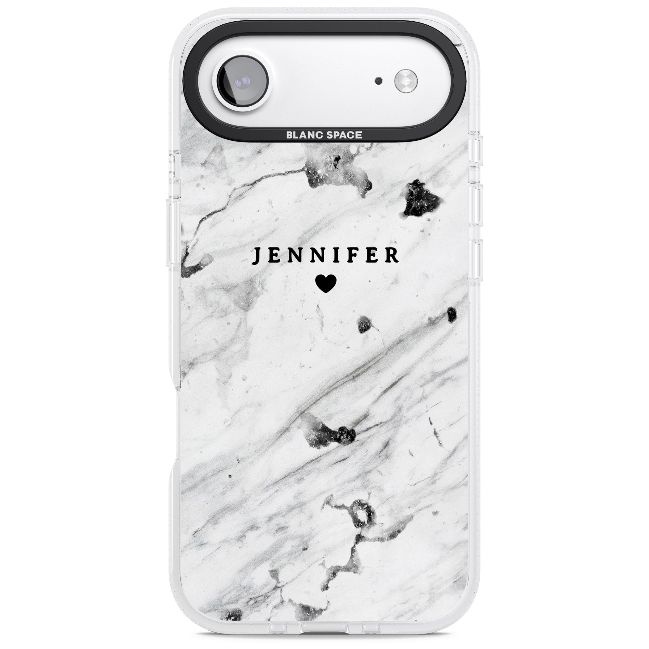 Personalised Marble Heart iPhone 17 Air Impact Air Clear Phone Case