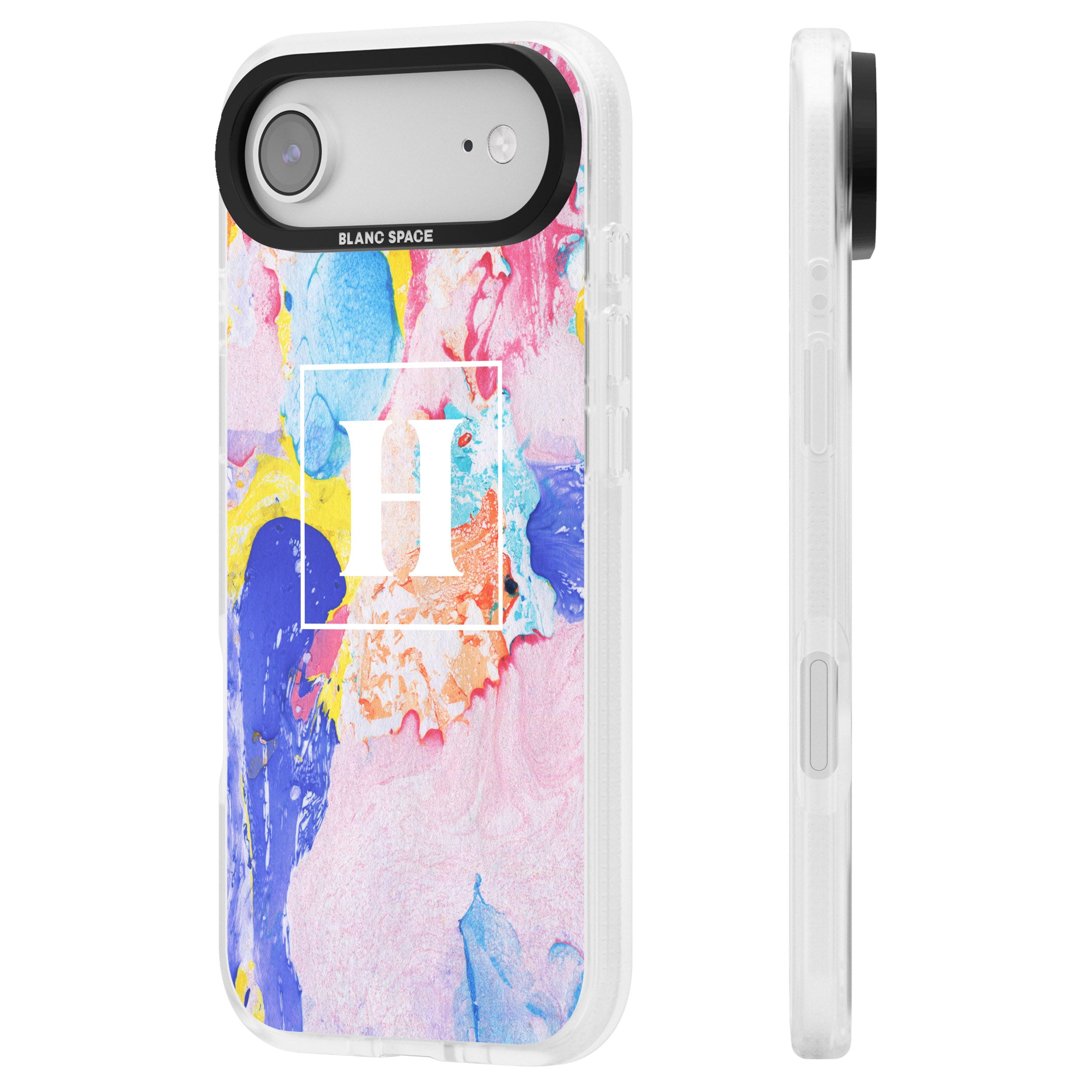 Personalised Pastel Marble Mix iPhone 17 Air Impact Air Clear Phone Case Side Profile