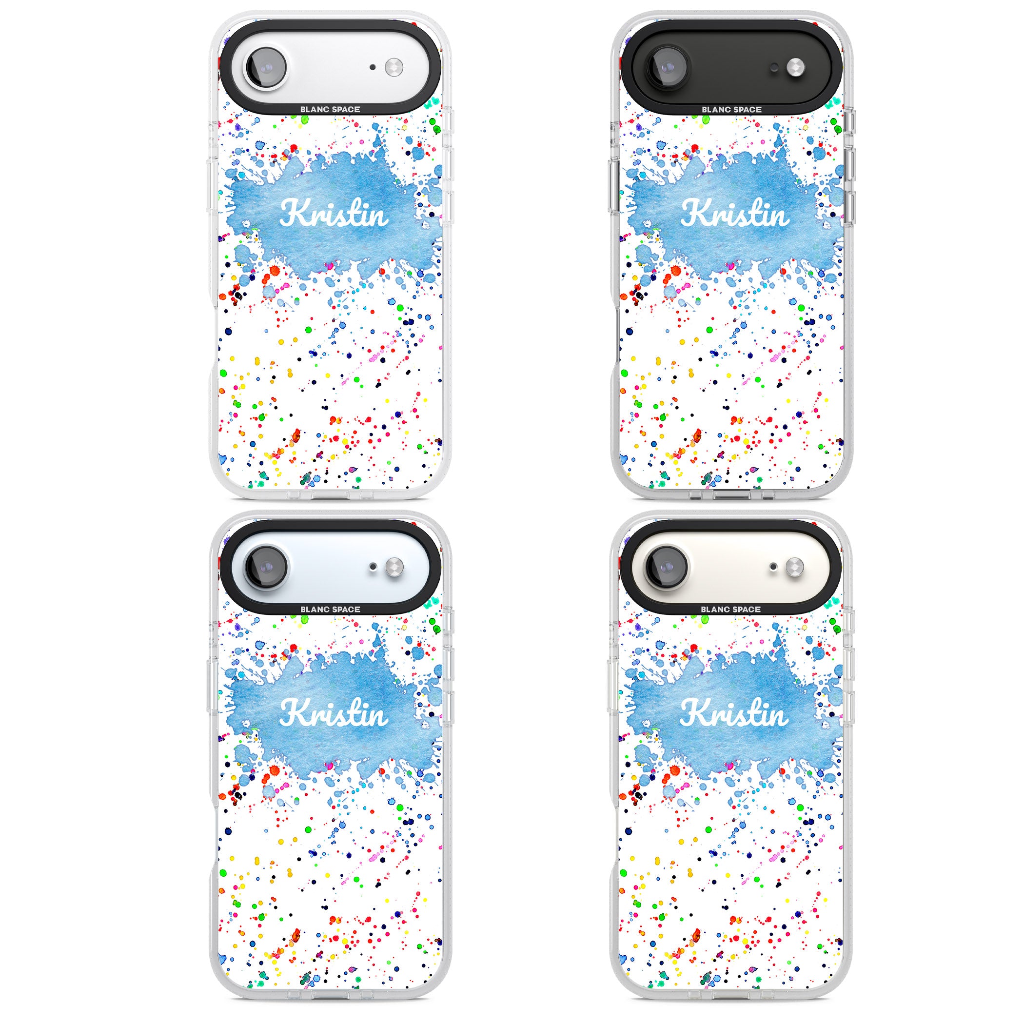 Personalised Rainbow Splatter Name iPhone 17 Air Impact Air Clear Phone Case APT Impact Protection