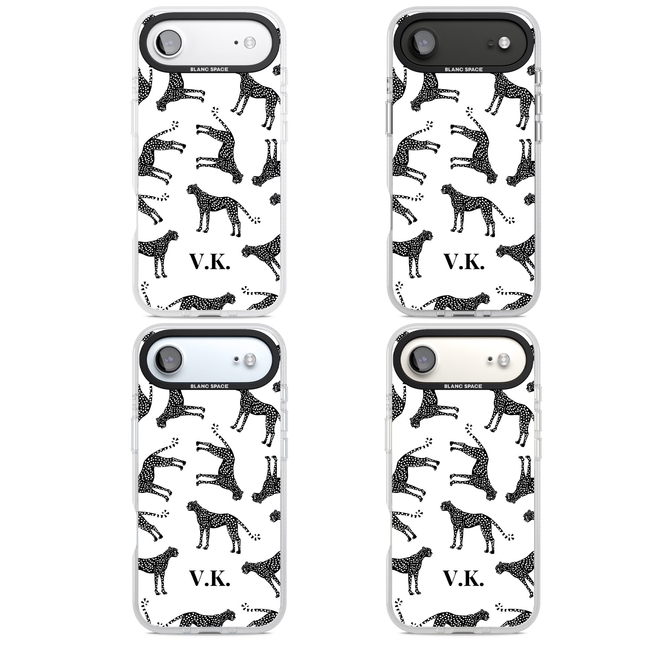 Personalised Black & White Cheetah Pattern iPhone 17 Air Impact Air Clear Phone Case APT Impact Protection
