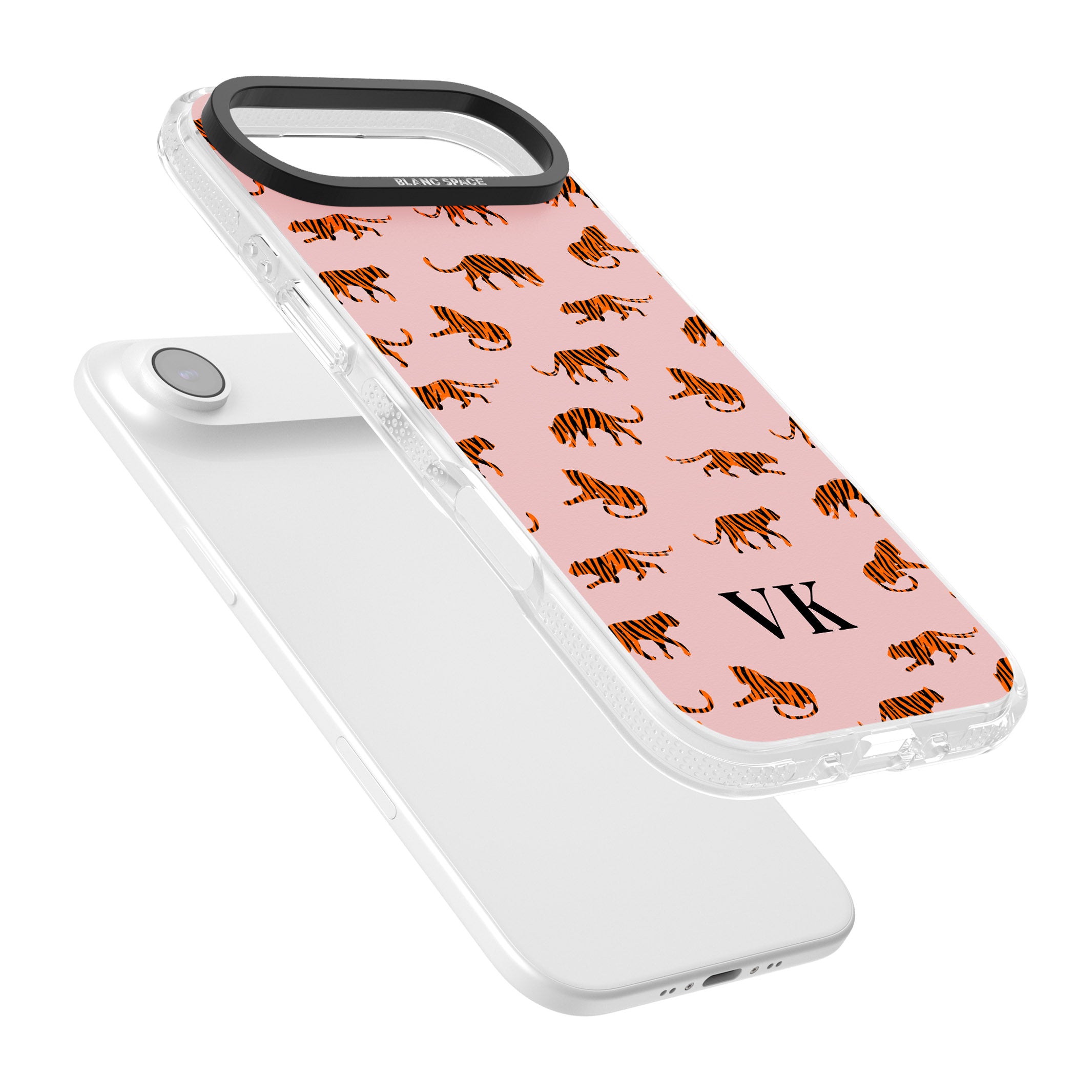 Personalised Pink Safari Tiger Pattern iPhone 17 Air Impact Air Clear Phone Case Colours