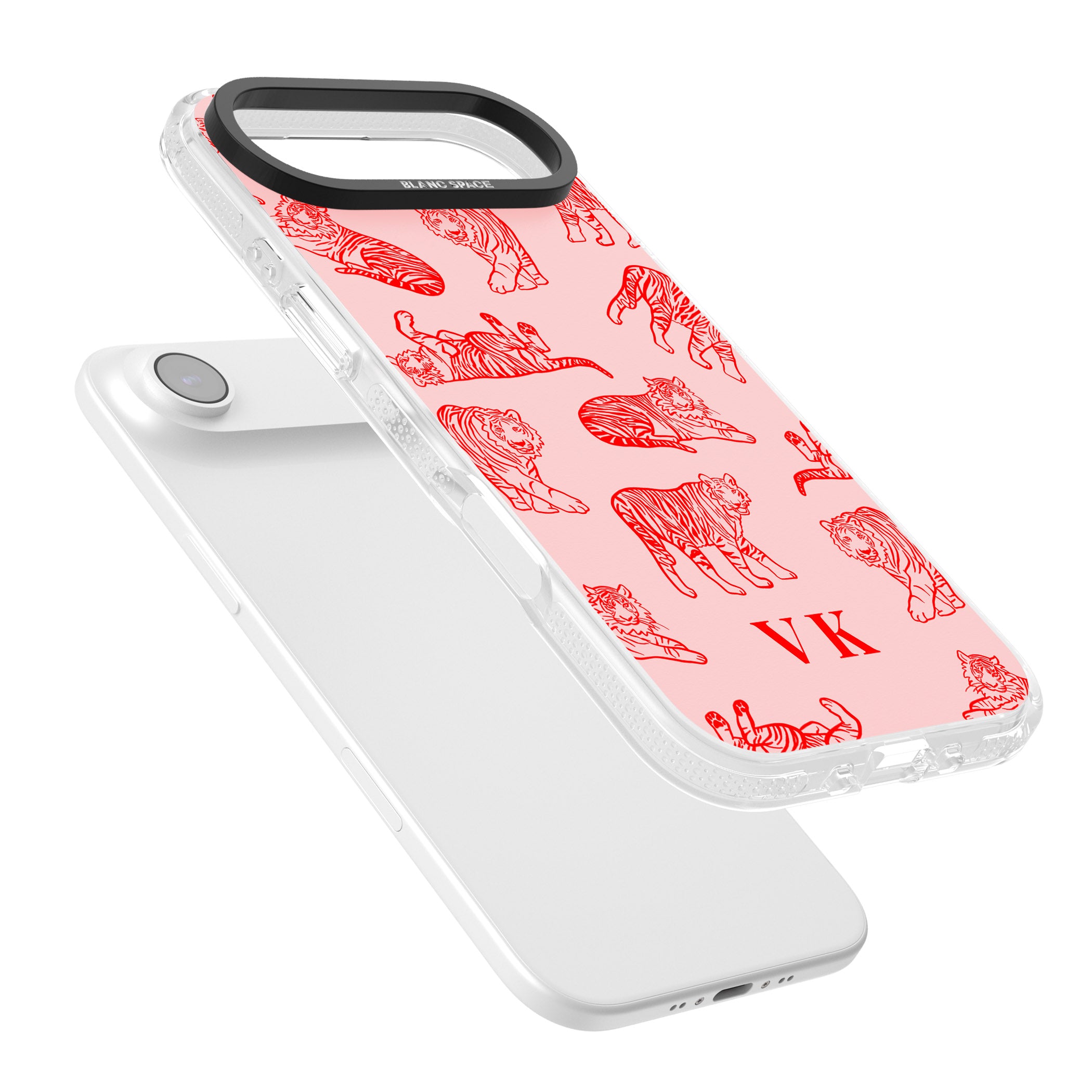 Personalised Red Tiger Outlines On Pink iPhone 17 Air Impact Air Clear Phone Case Colours