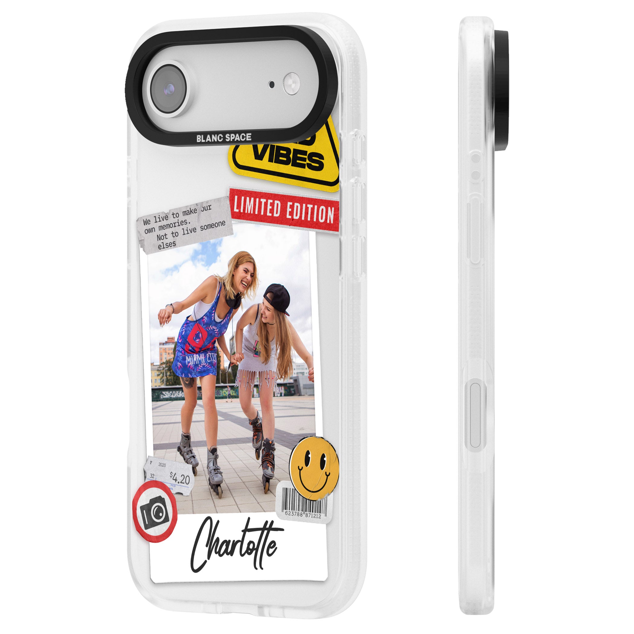Personalised Sticker Mix Instant Photo iPhone 17 Air Impact Air Clear Phone Case Side Profile