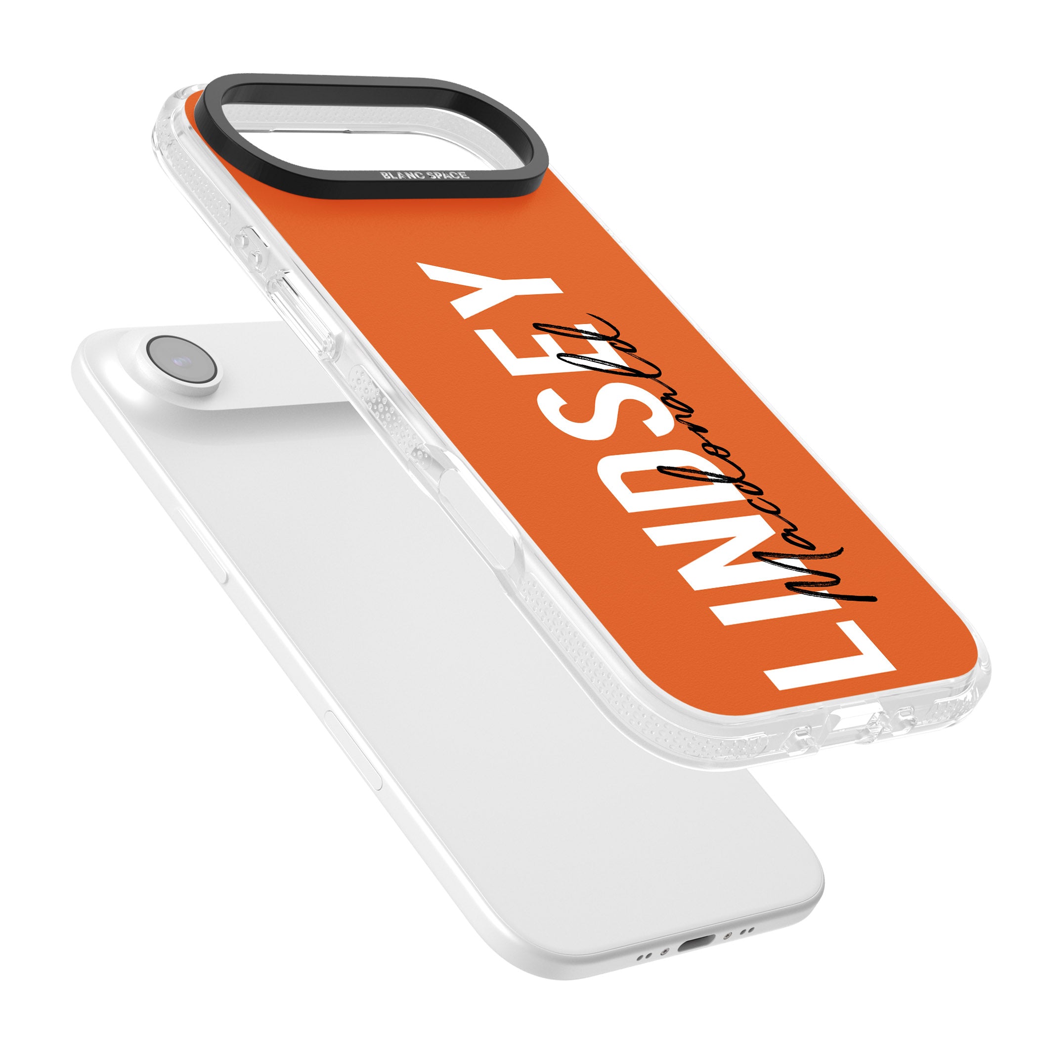 Personalised Bold Name: Orange iPhone 17 Air Impact Air Clear Phone Case Colours