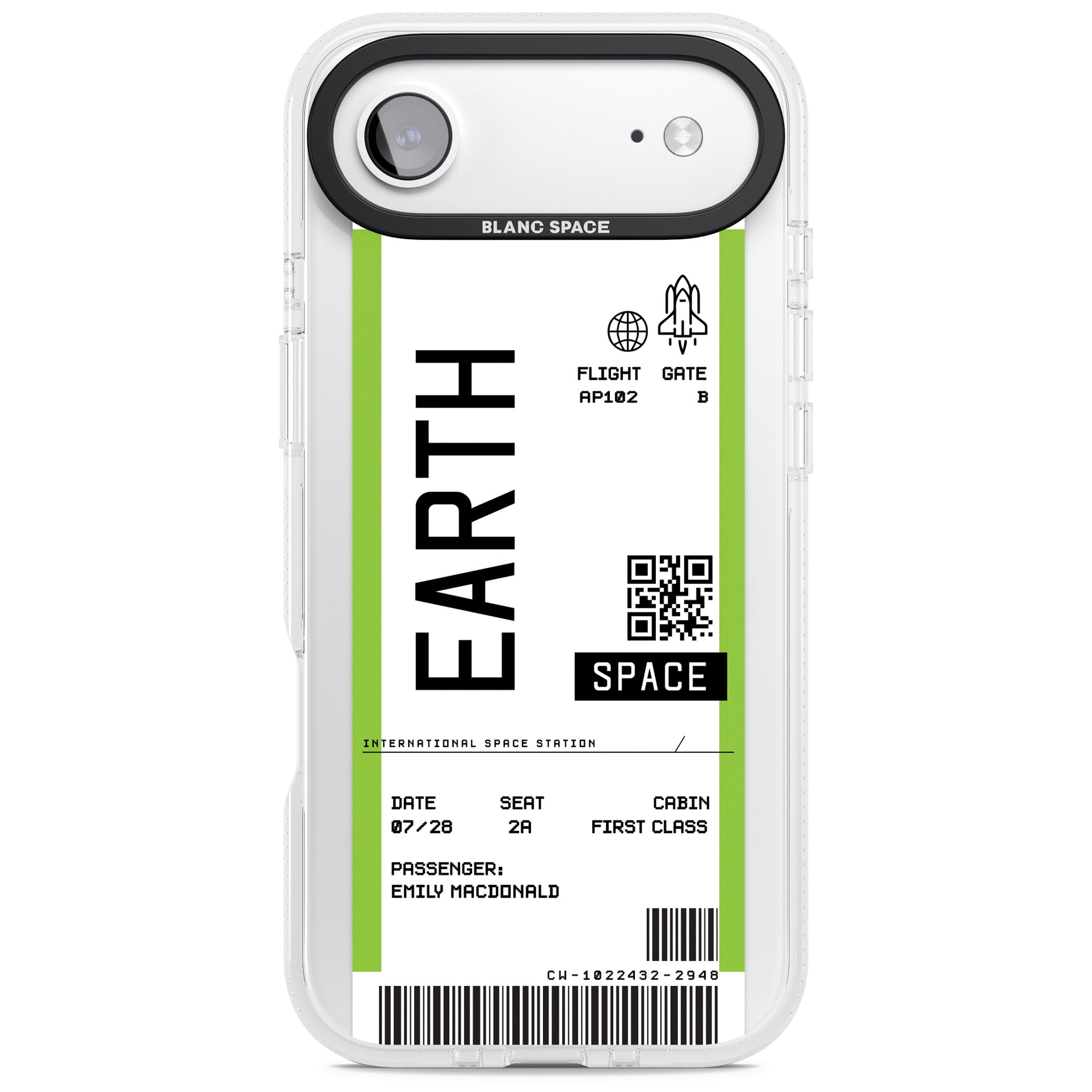 Personalised Earth Travel Ticket iPhone 17 Air Impact Air Clear Phone Case