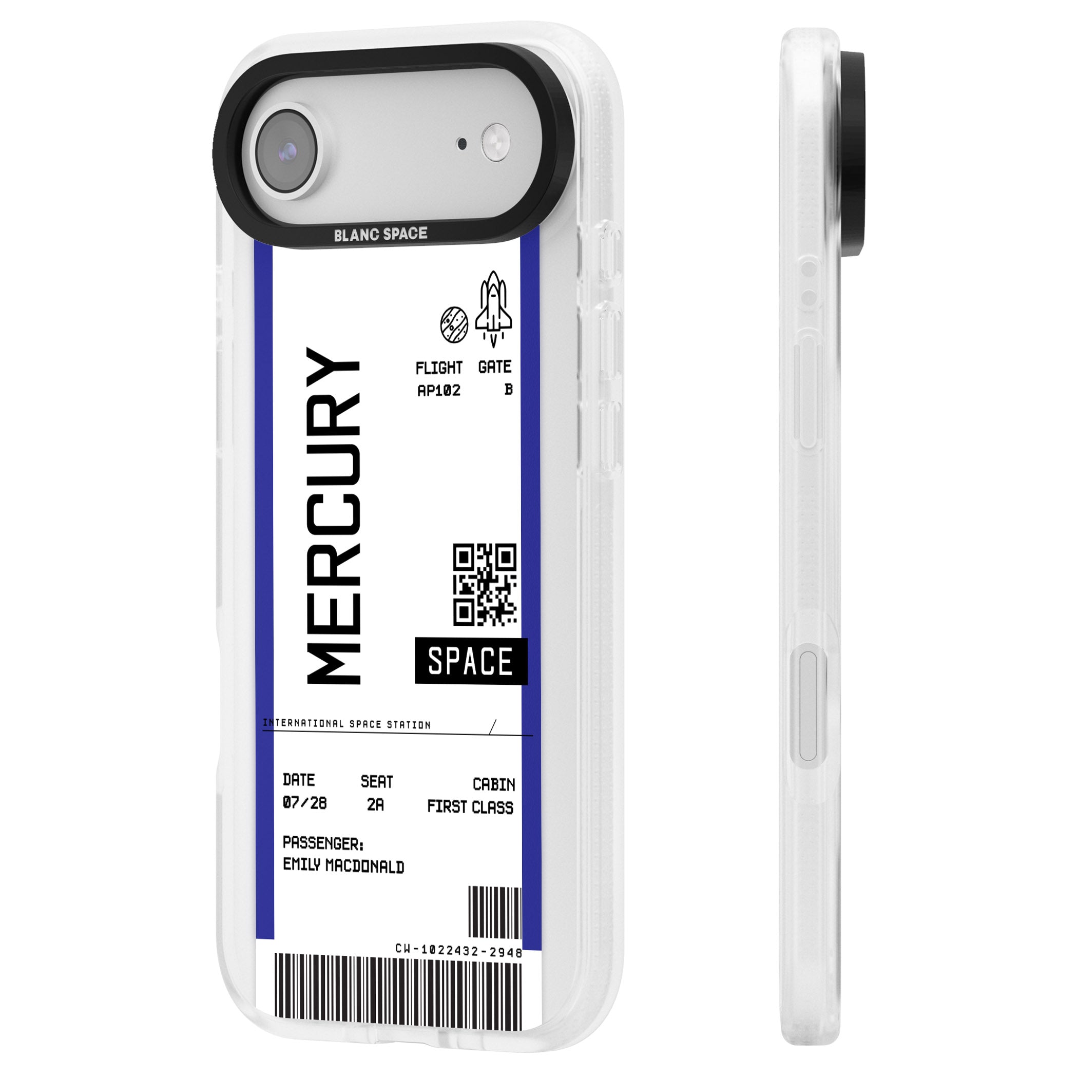 Personalised Mercury Travel Ticket iPhone 17 Air Impact Air Clear Phone Case Side Profile