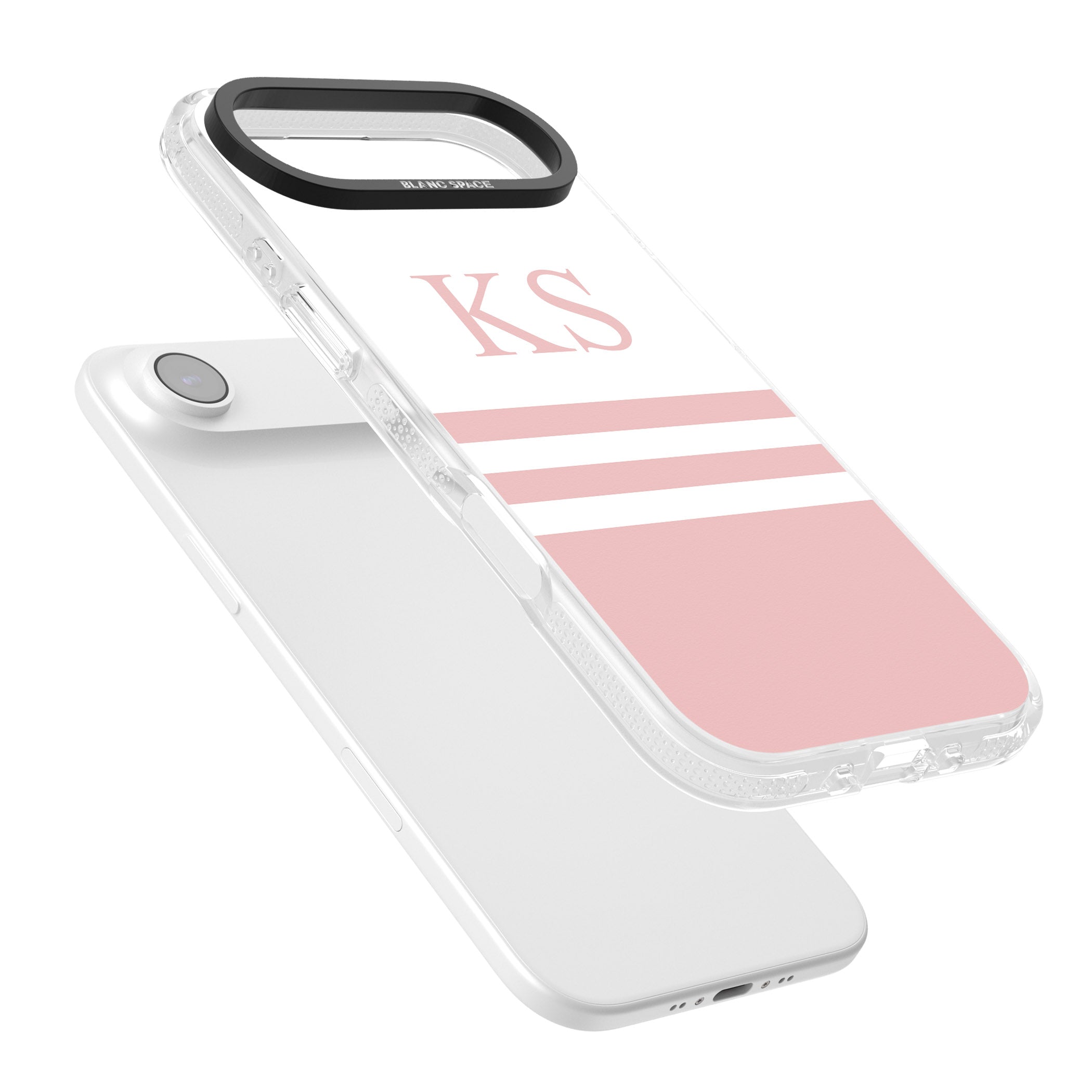 Personalised Pink Stripes & Initials iPhone 17 Air Impact Air Clear Phone Case Colours