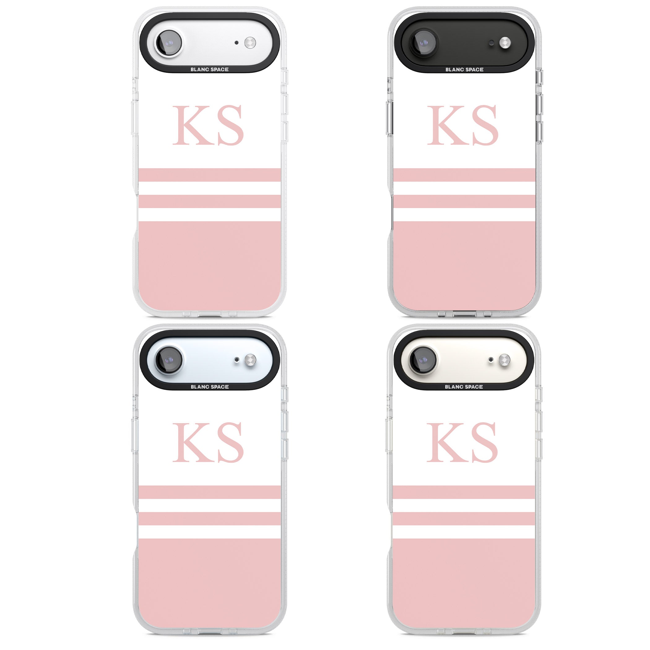 Personalised Pink Stripes & Initials iPhone 17 Air Impact Air Clear Phone Case APT Impact Protection