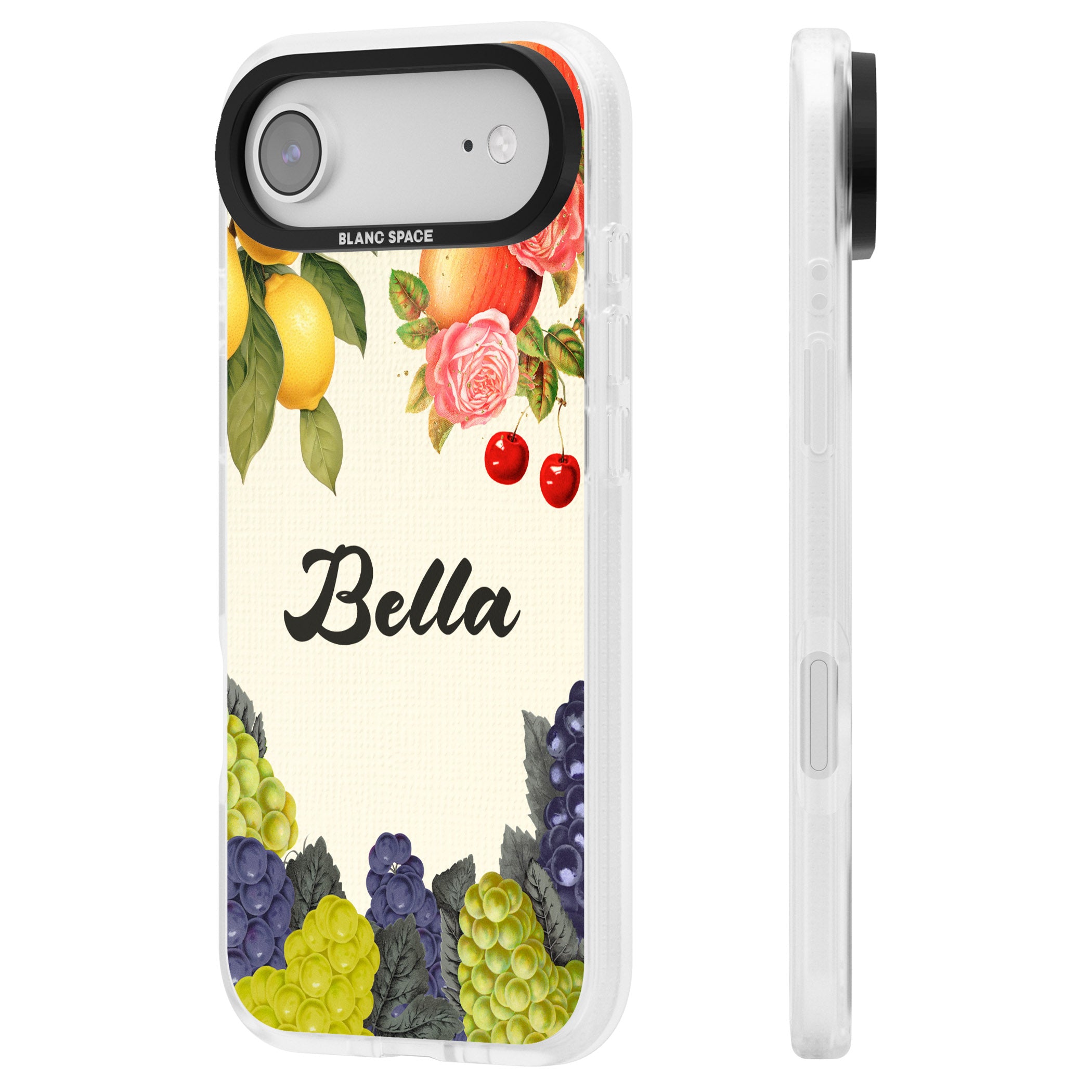 Personalised Vintage Fruits iPhone 17 Air Impact Air Clear Phone Case Side Profile