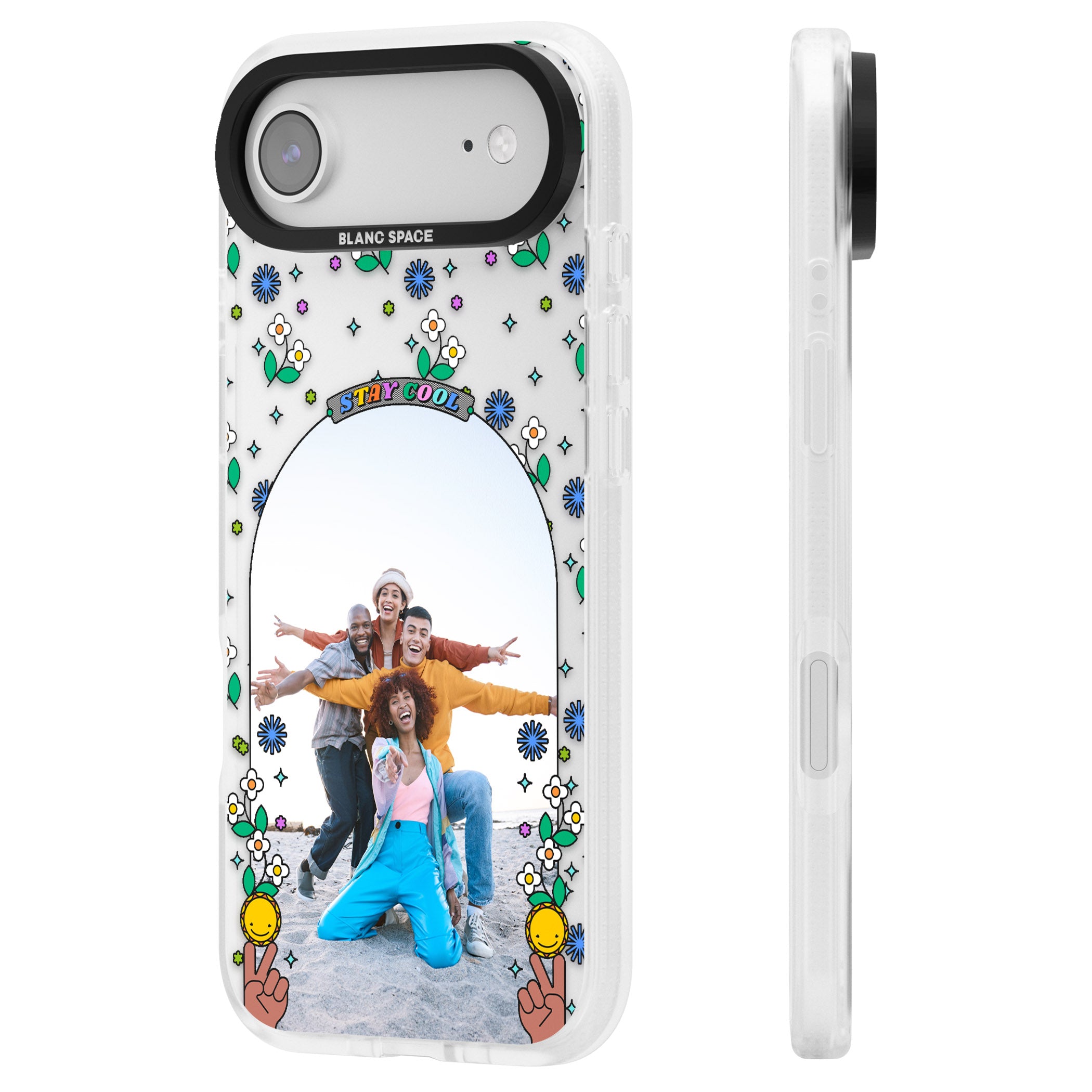 Personalised Summer Photo Frame iPhone 17 Air Impact Air Clear Phone Case Side Profile