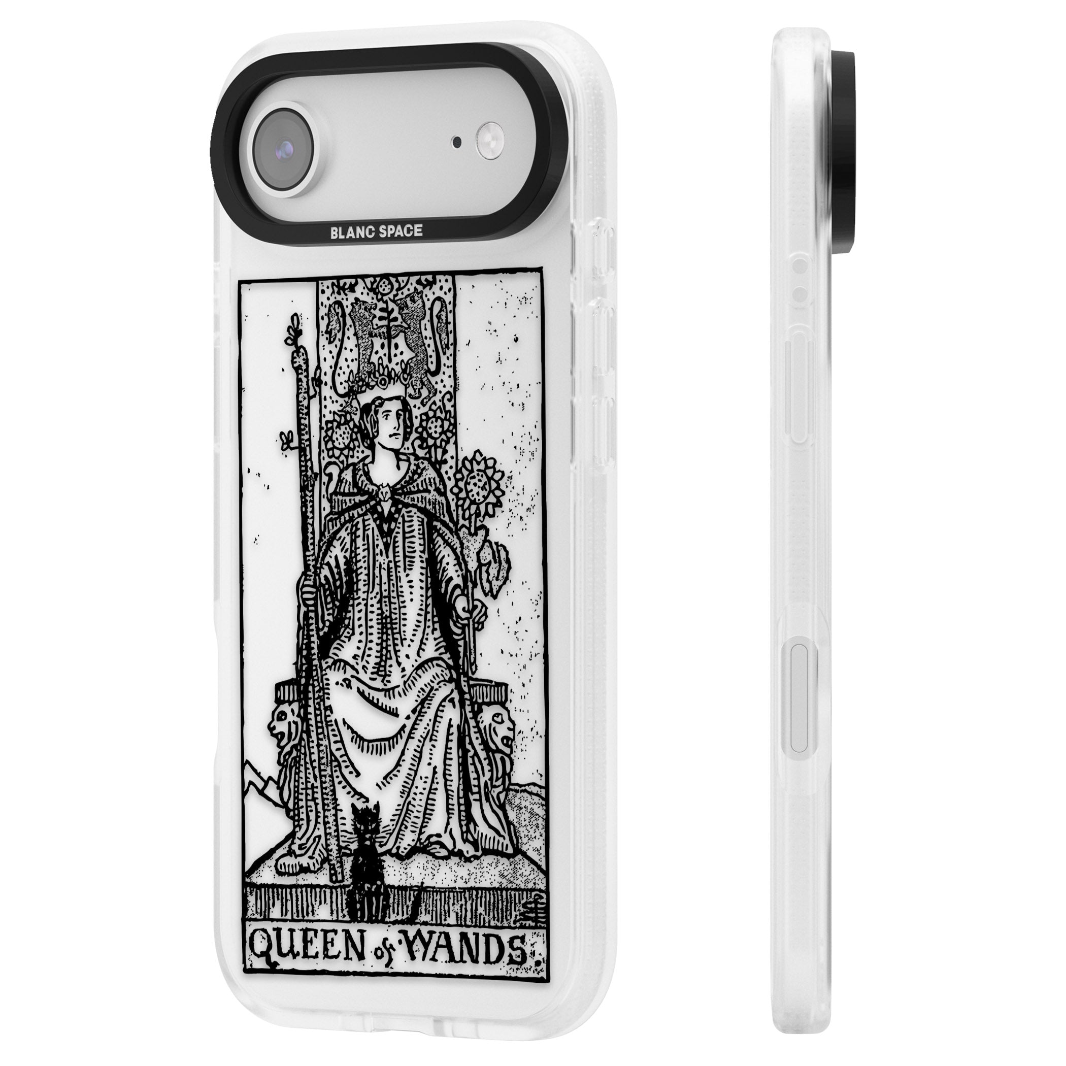 Personalised Queen Of Wands Tarot Card (Clear) iPhone 17 Air Impact Air Clear Phone Case Side Profile