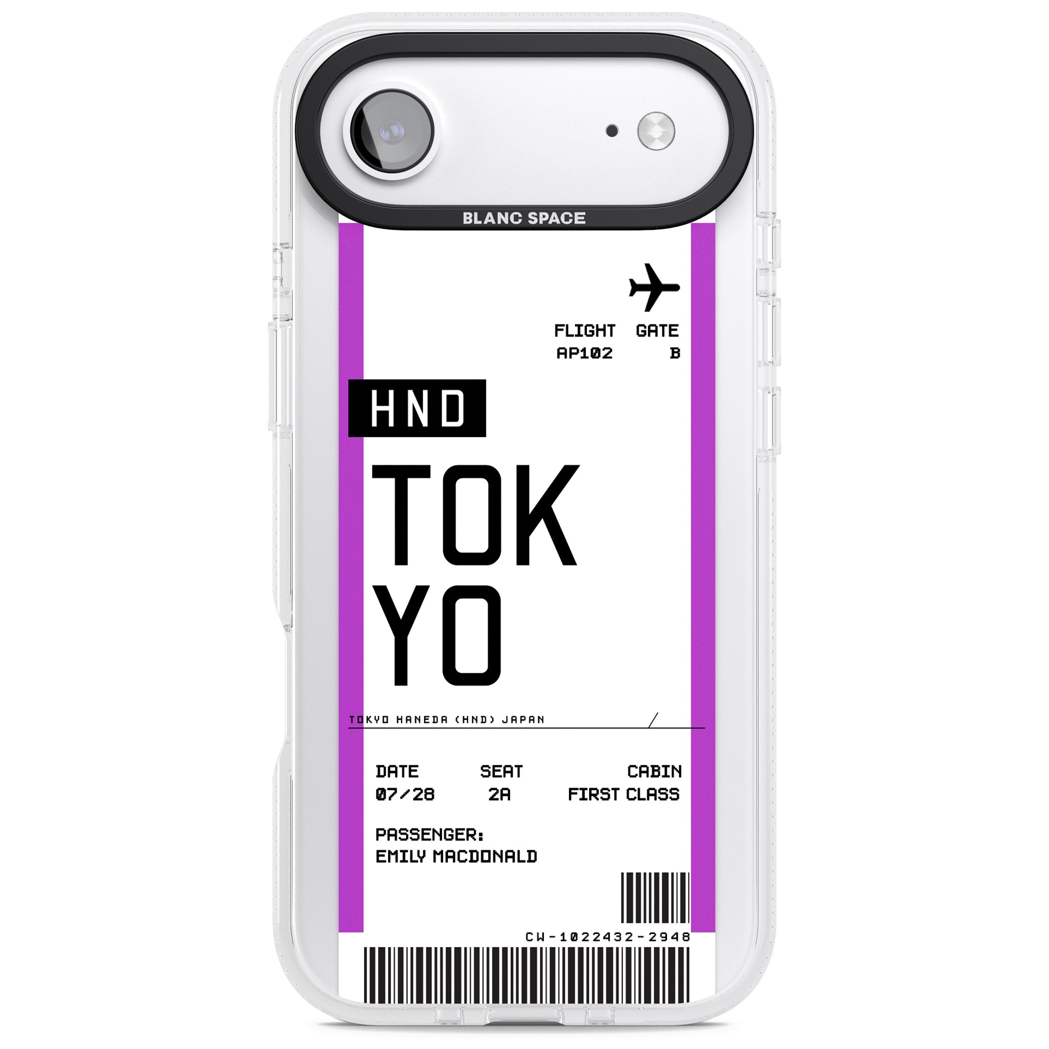 Personalised Tokyo Boarding Pass iPhone 17 Air Impact Air Clear Phone Case
