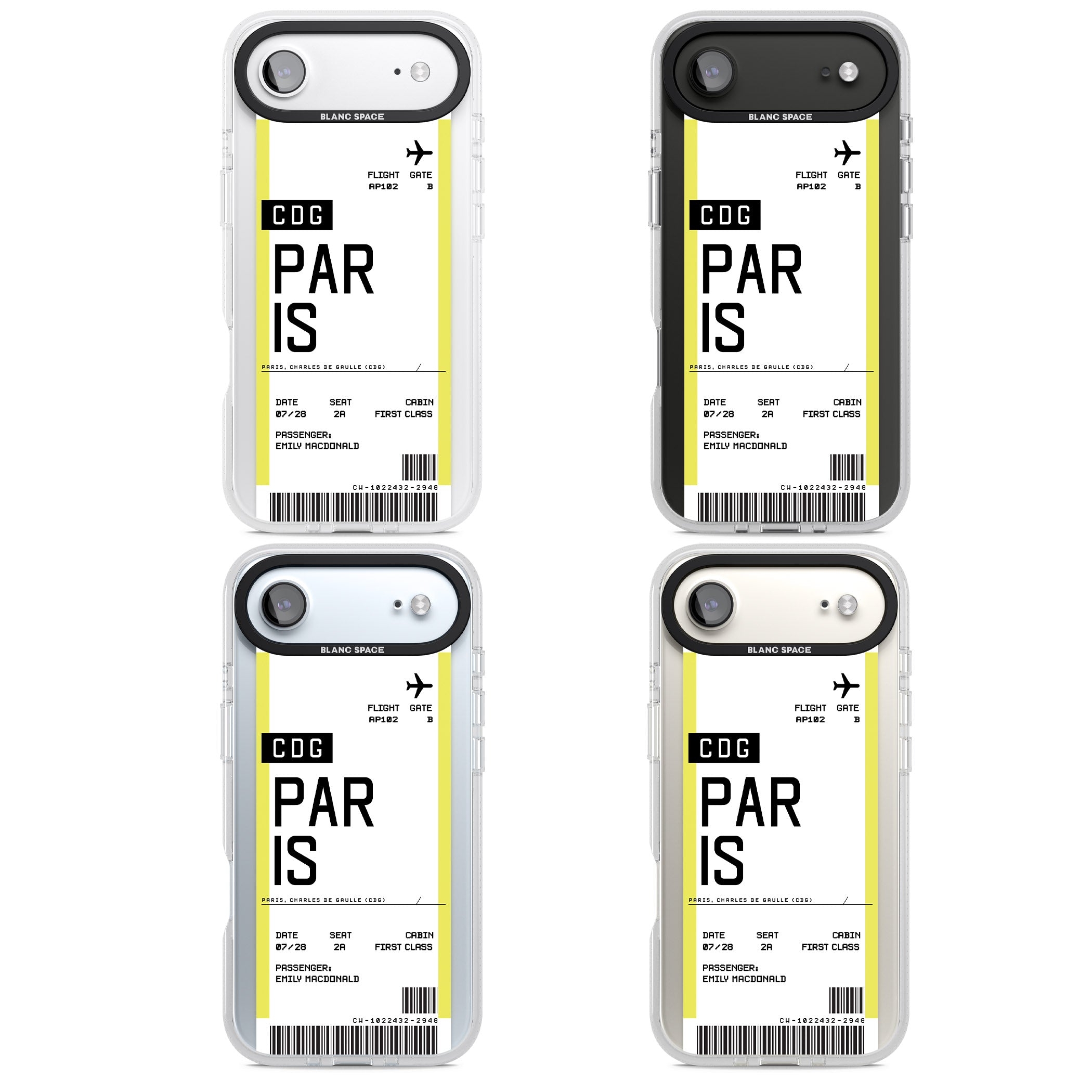 Personalised Paris Boarding Pass iPhone 17 Air Impact Air Clear Phone Case APT Impact Protection
