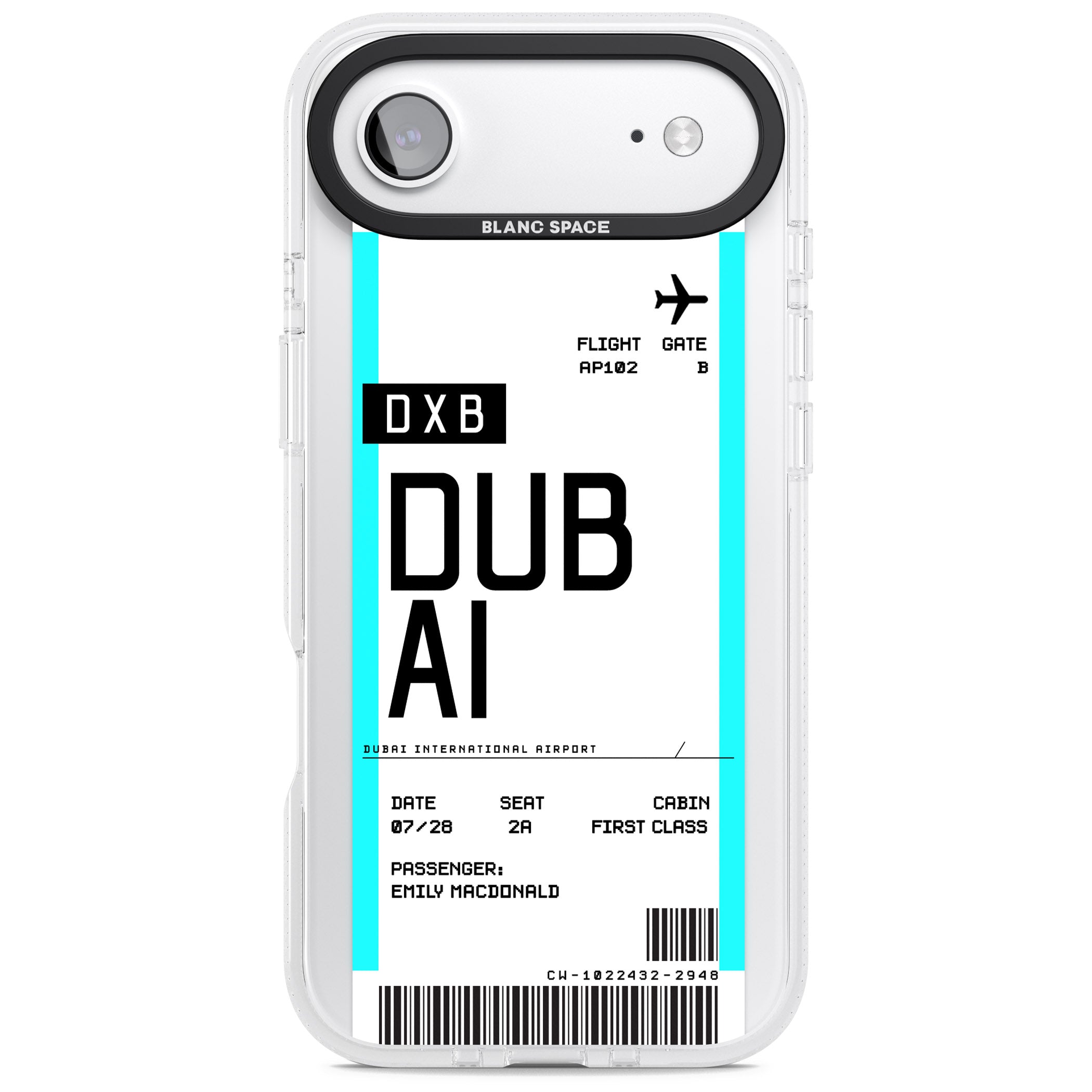 Personalised Dubai Boarding Pass iPhone 17 Air Impact Air Clear Phone Case