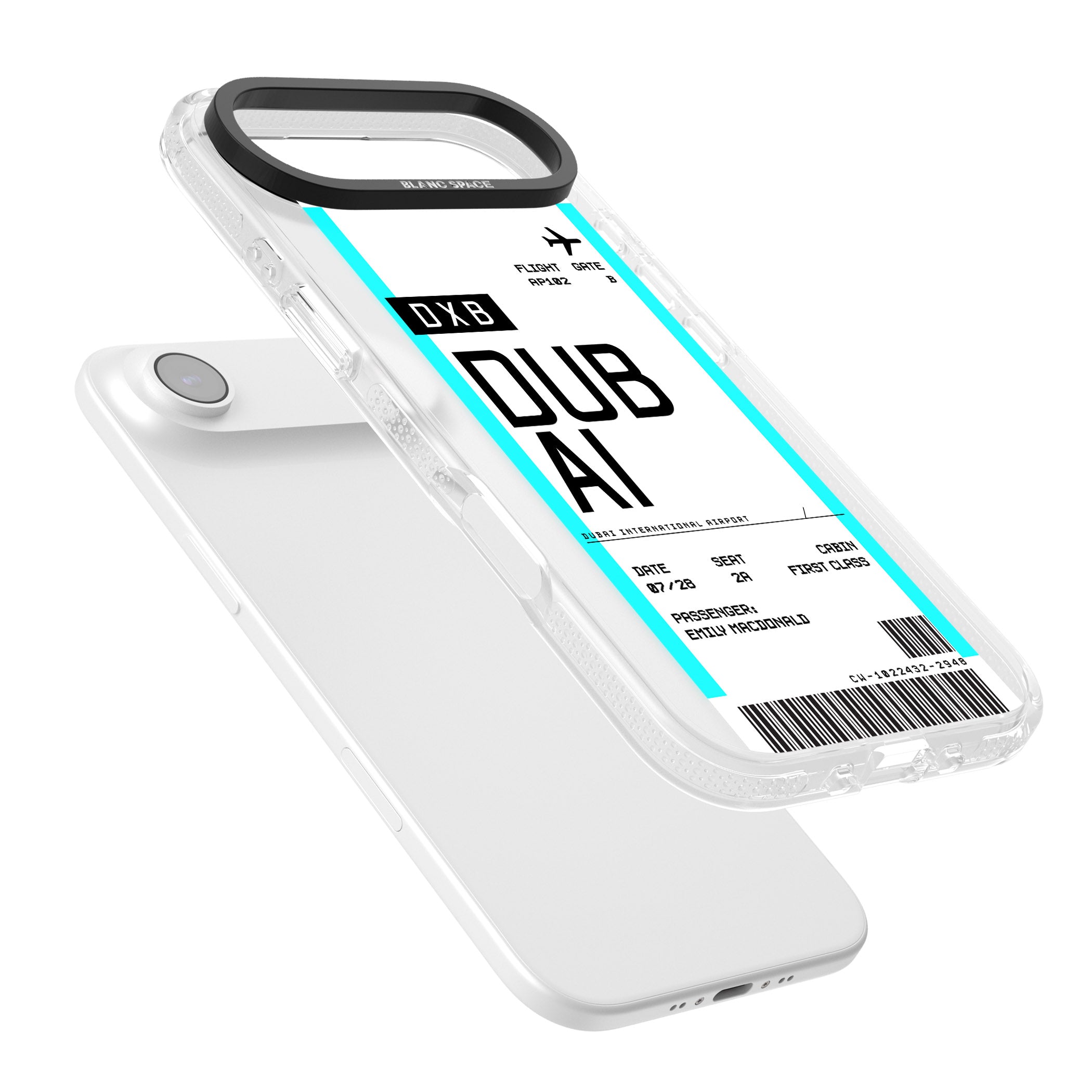 Personalised Dubai Boarding Pass iPhone 17 Air Impact Air Clear Phone Case Colours
