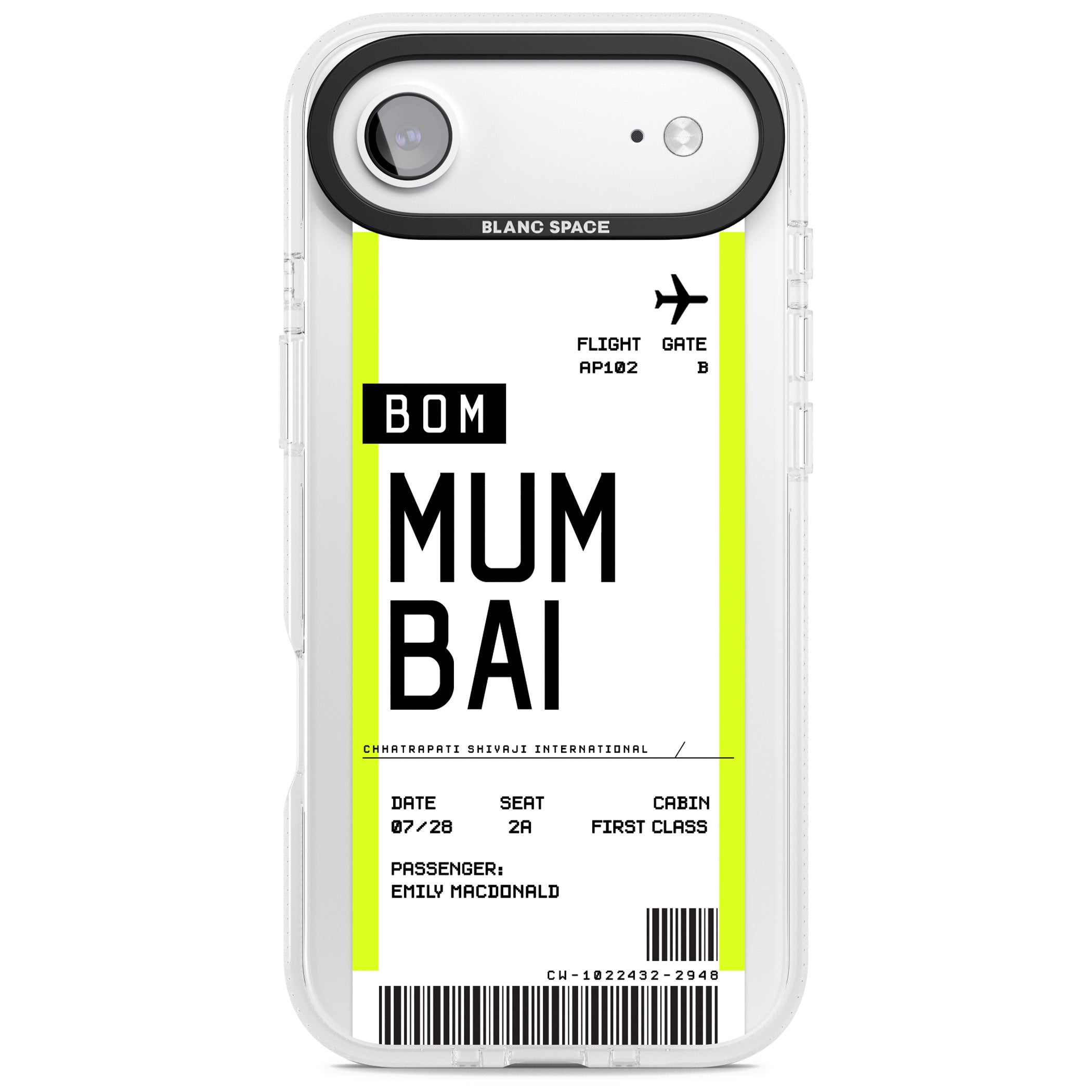 Personalised Mumbai Boarding Pass iPhone 17 Air Impact Air Clear Phone Case