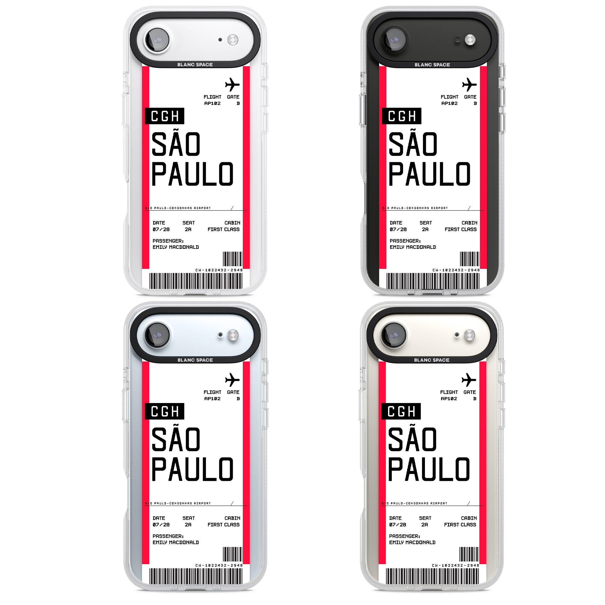 Personalised São Paulo Boarding Pass iPhone 17 Air Impact Air Clear Phone Case APT Impact Protection