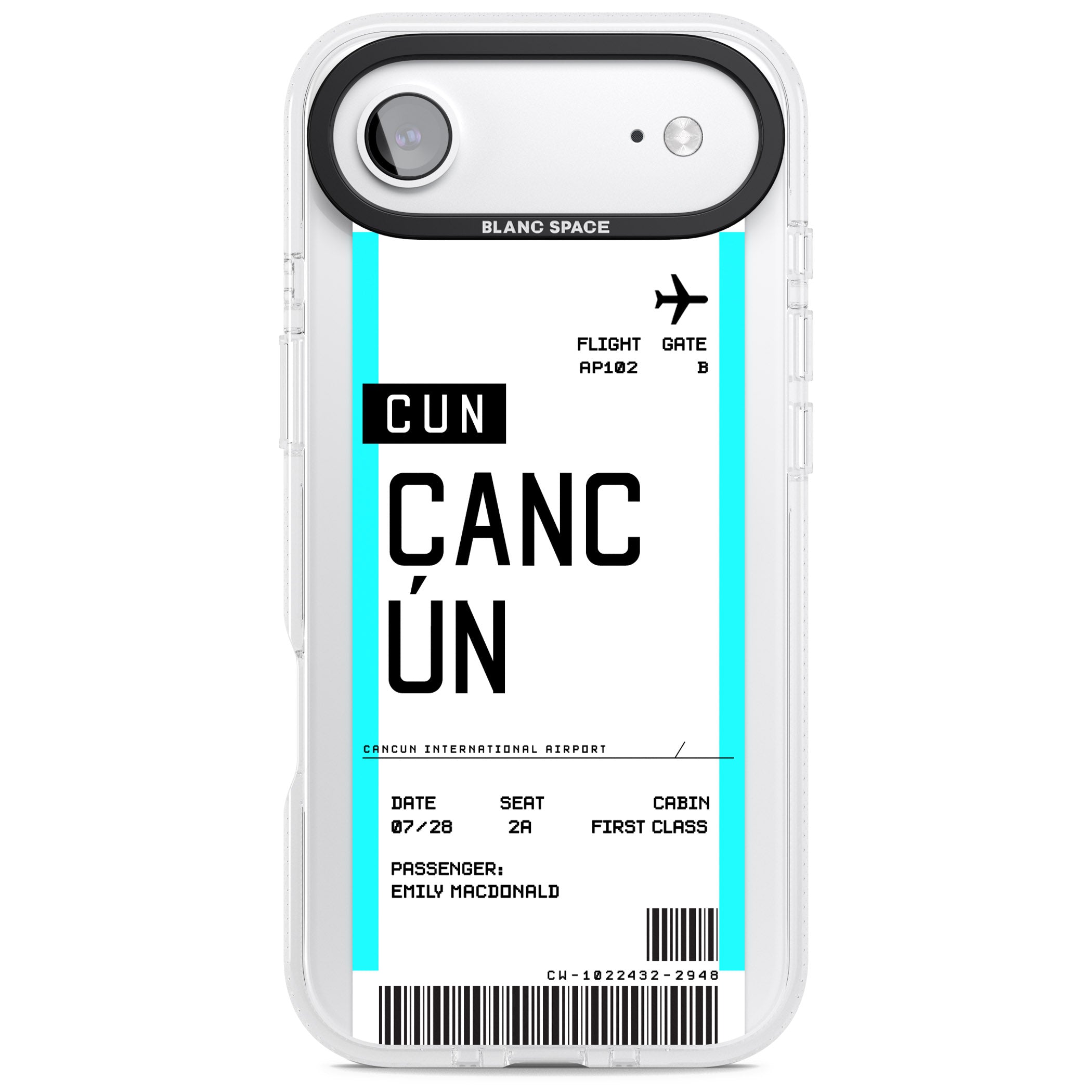 Personalised Cancún Boarding Pass iPhone 17 Air Impact Air Clear Phone Case