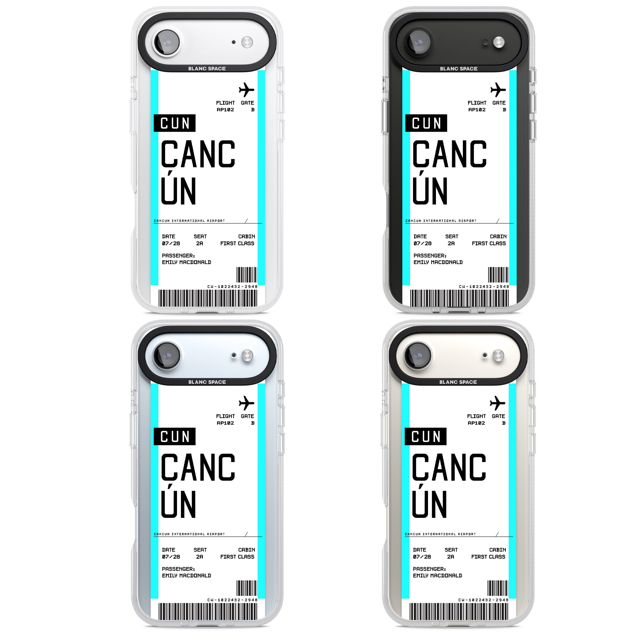 Personalised Cancún Boarding Pass iPhone 17 Air Impact Air Clear Phone Case APT Impact Protection
