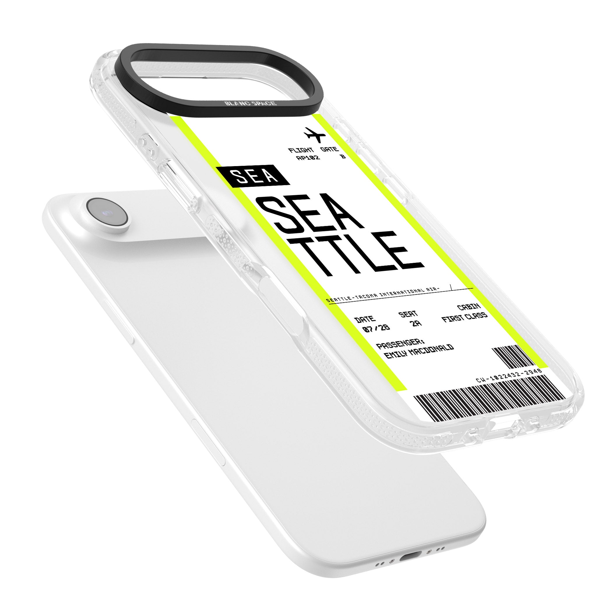 Personalised Seattle Boarding Pass iPhone 17 Air Impact Air Clear Phone Case Colours