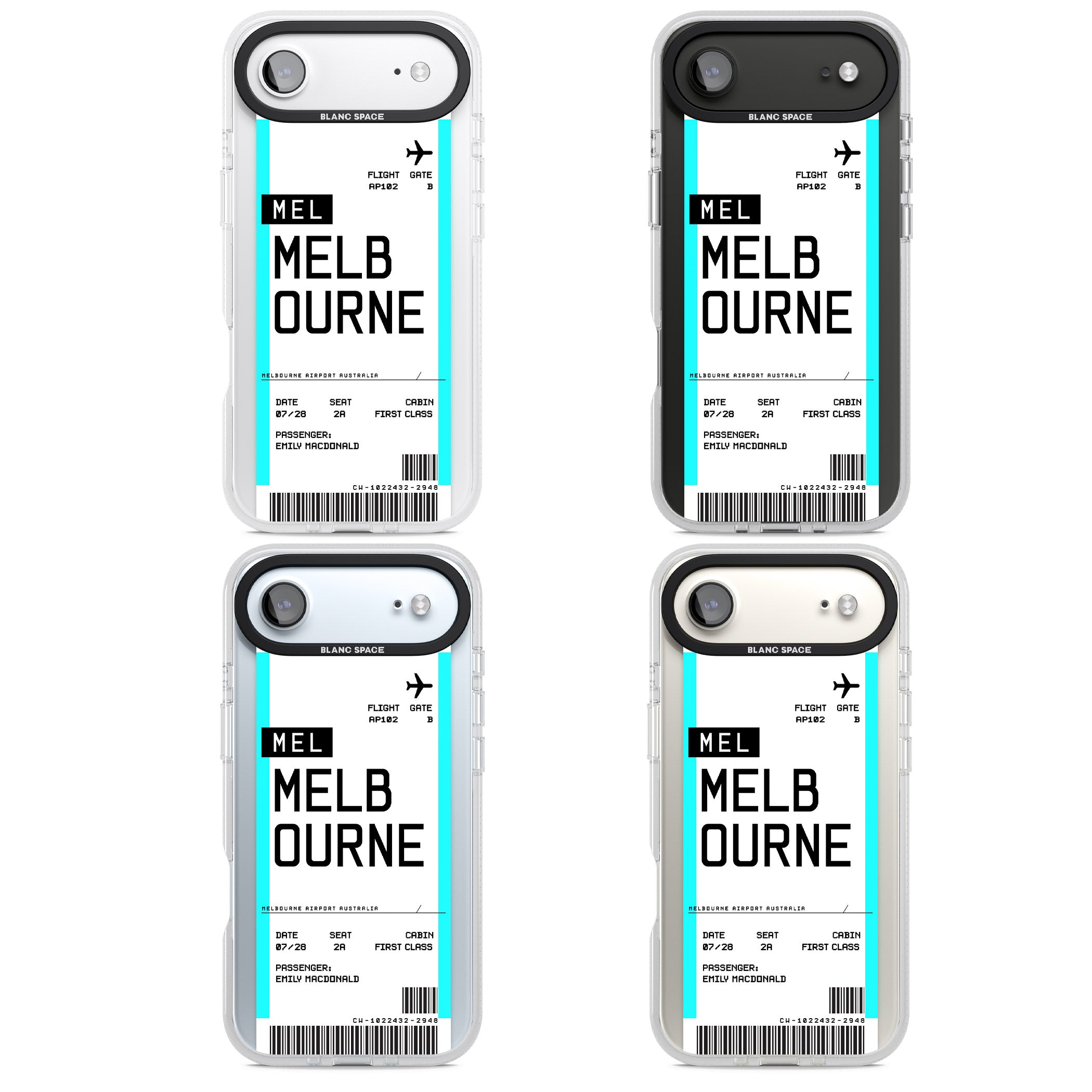 Personalised Melbourne Boarding Pass iPhone 17 Air Impact Air Clear Phone Case APT Impact Protection