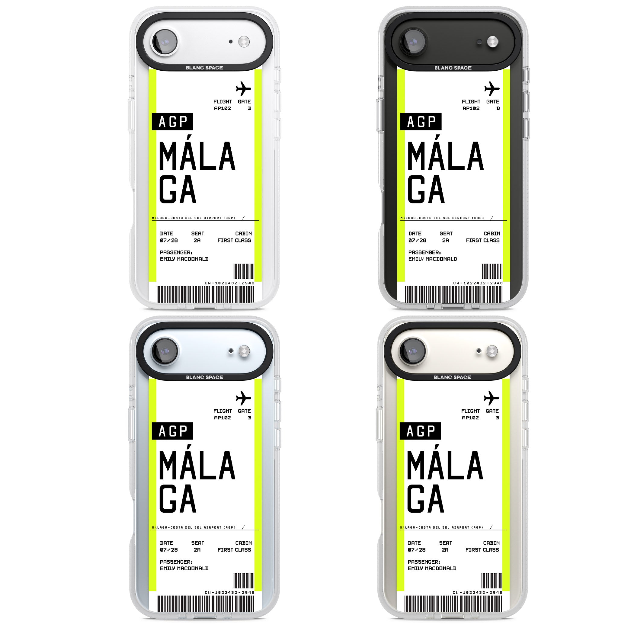 Personalised Málaga Boarding Pass iPhone 17 Air Impact Air Clear Phone Case APT Impact Protection