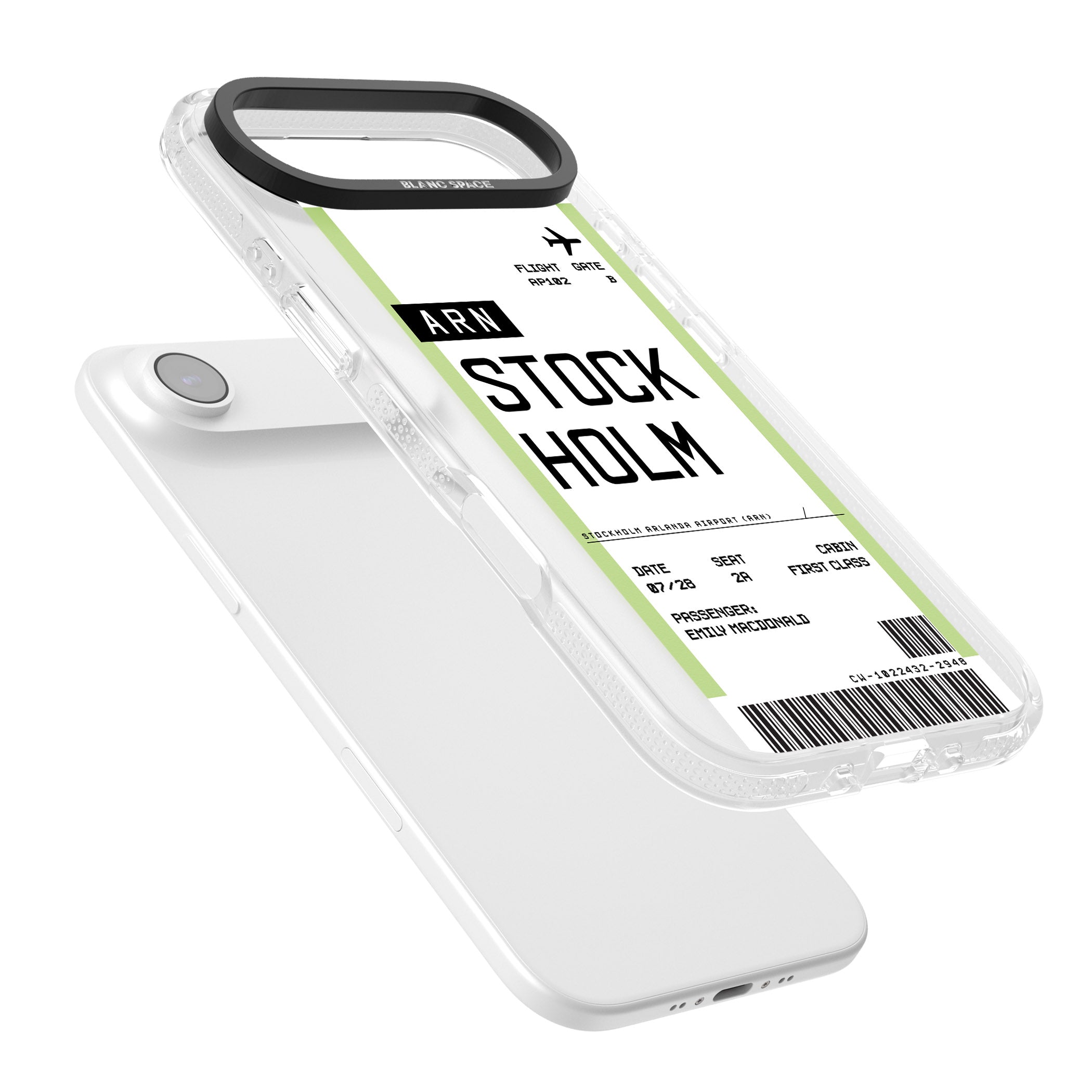 Personalised Stockholm Boarding Pass iPhone 17 Air Impact Air Clear Phone Case Colours