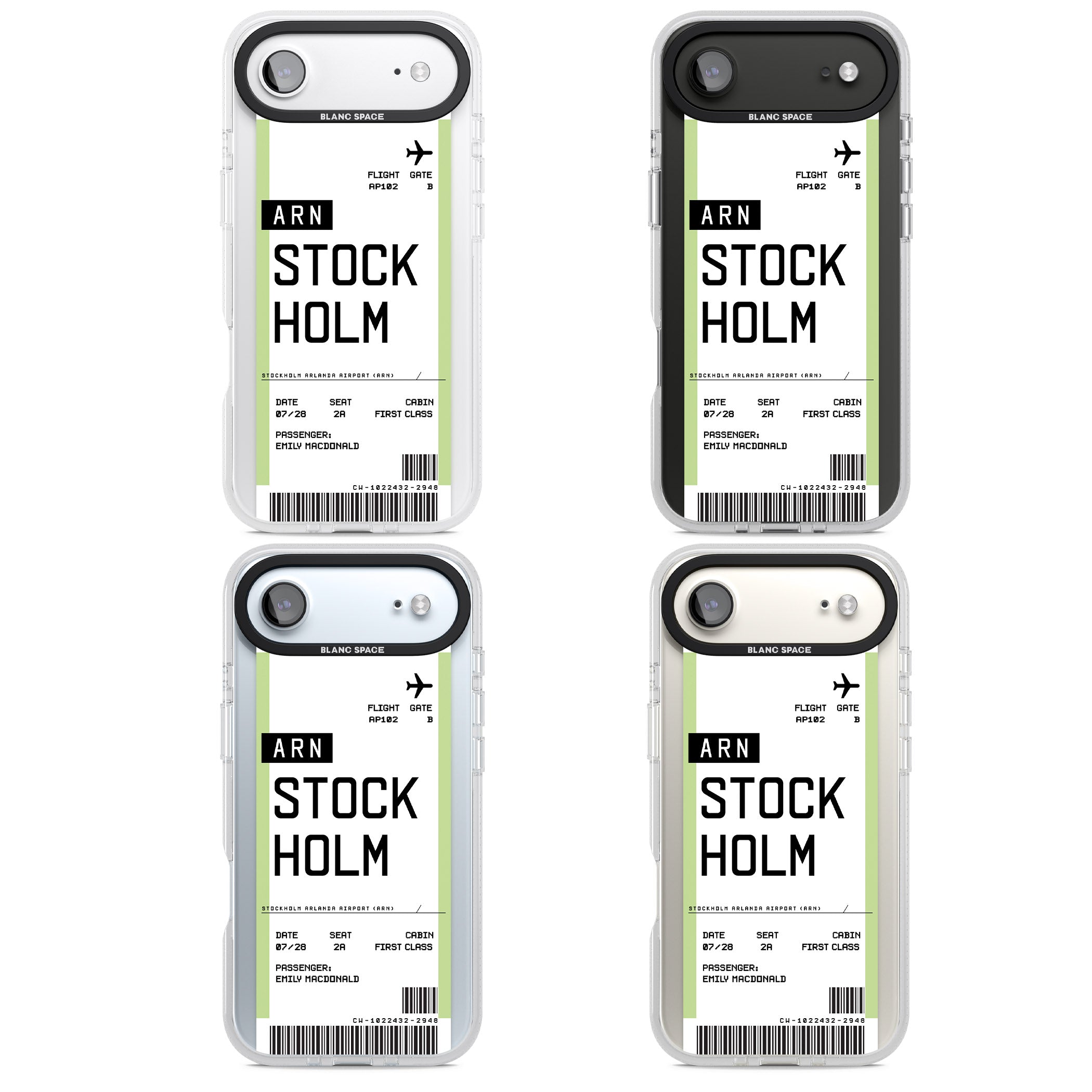 Personalised Stockholm Boarding Pass iPhone 17 Air Impact Air Clear Phone Case APT Impact Protection