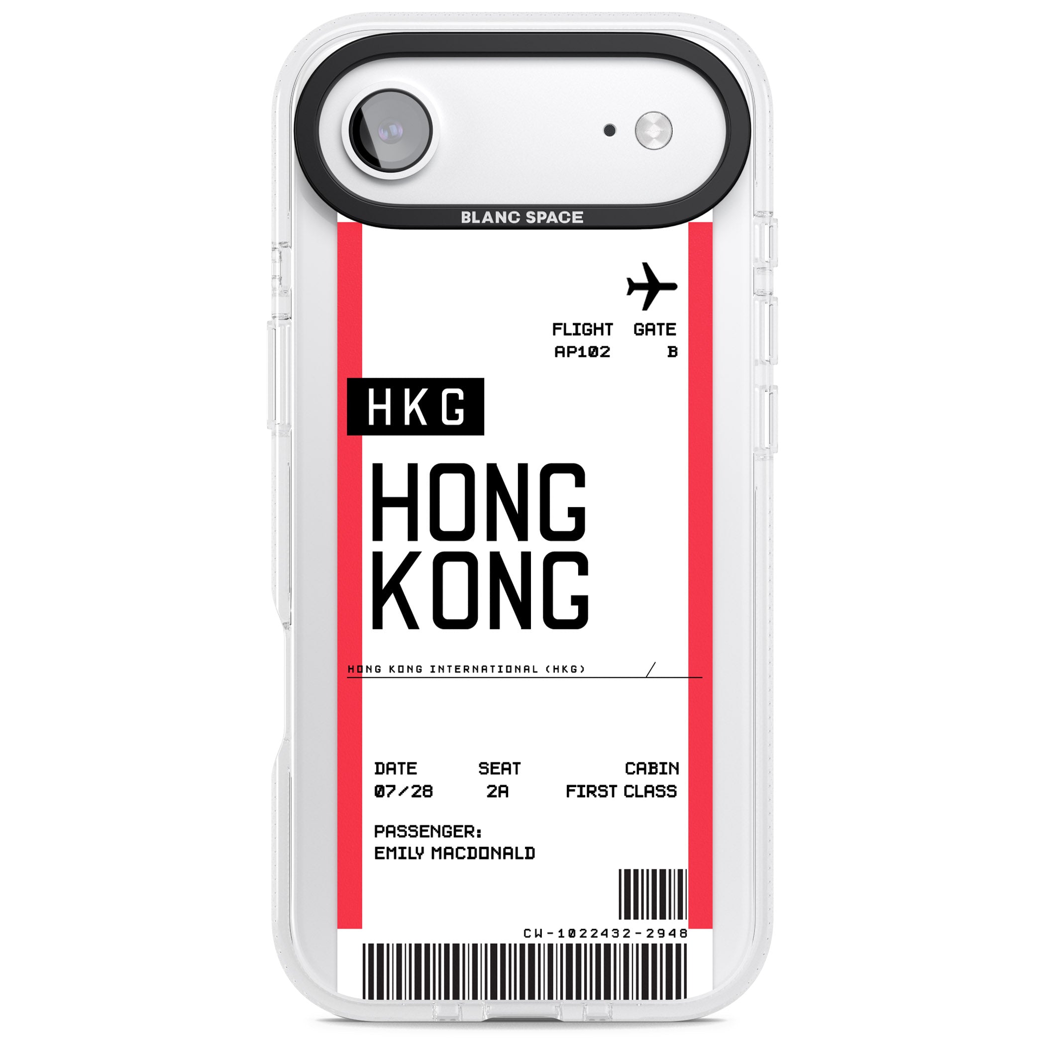 Personalised Hong Kong Boarding Pass iPhone 17 Air Impact Air Clear Phone Case