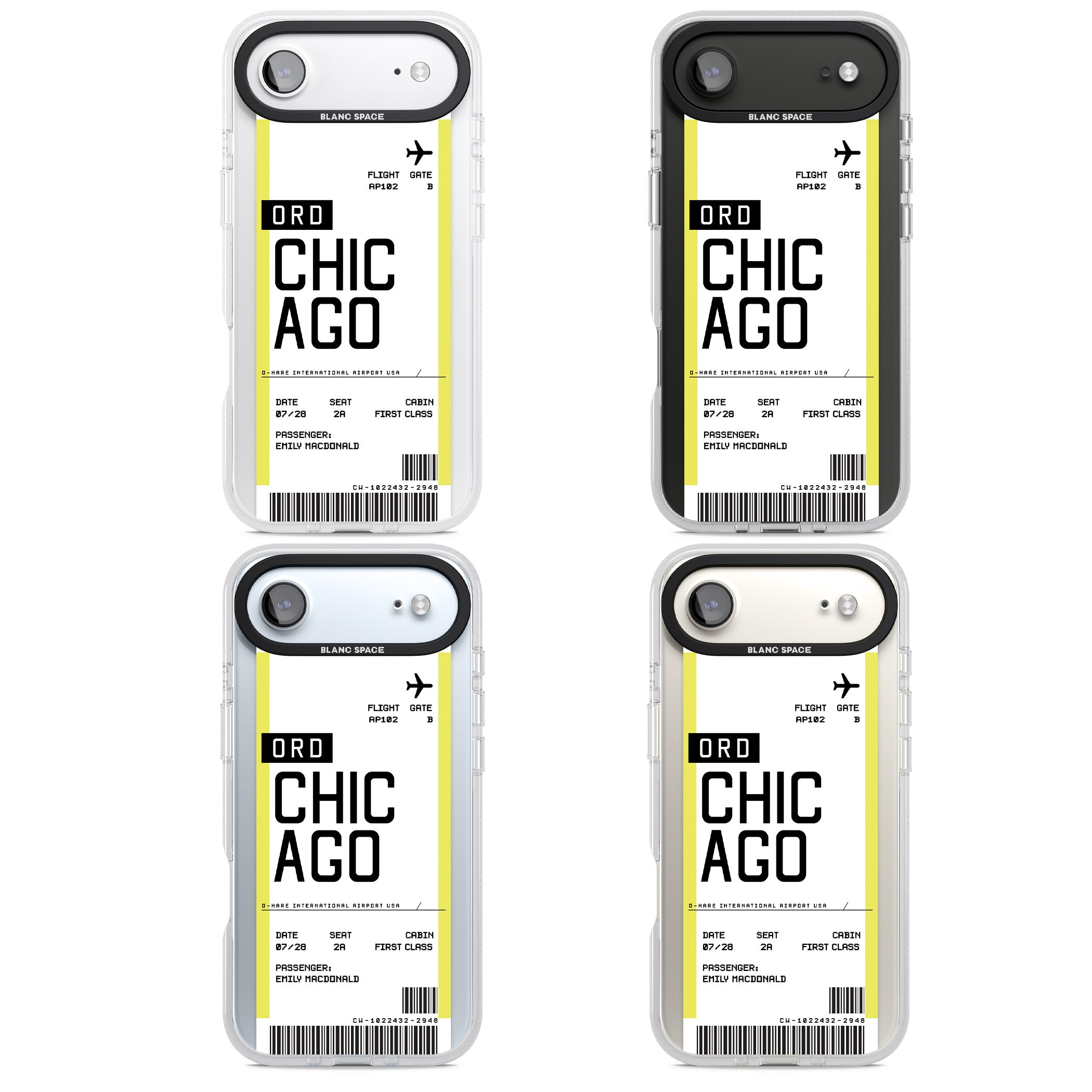 Personalised Chicago Boarding Pass iPhone 17 Air Impact Air Clear Phone Case APT Impact Protection